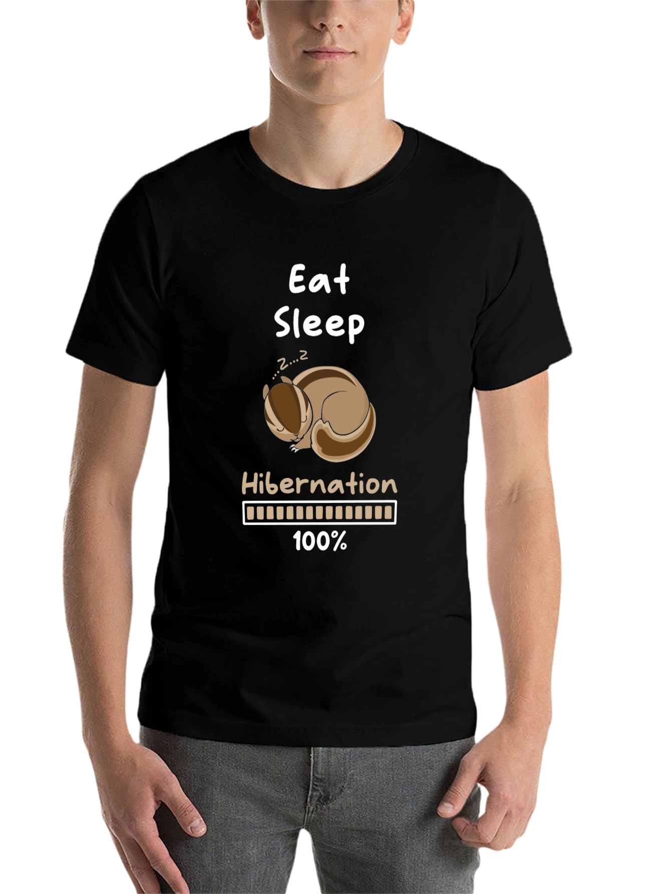 Black Eat Sleep Hibernation T-Shirt Funny Animal Lover Tee view 7