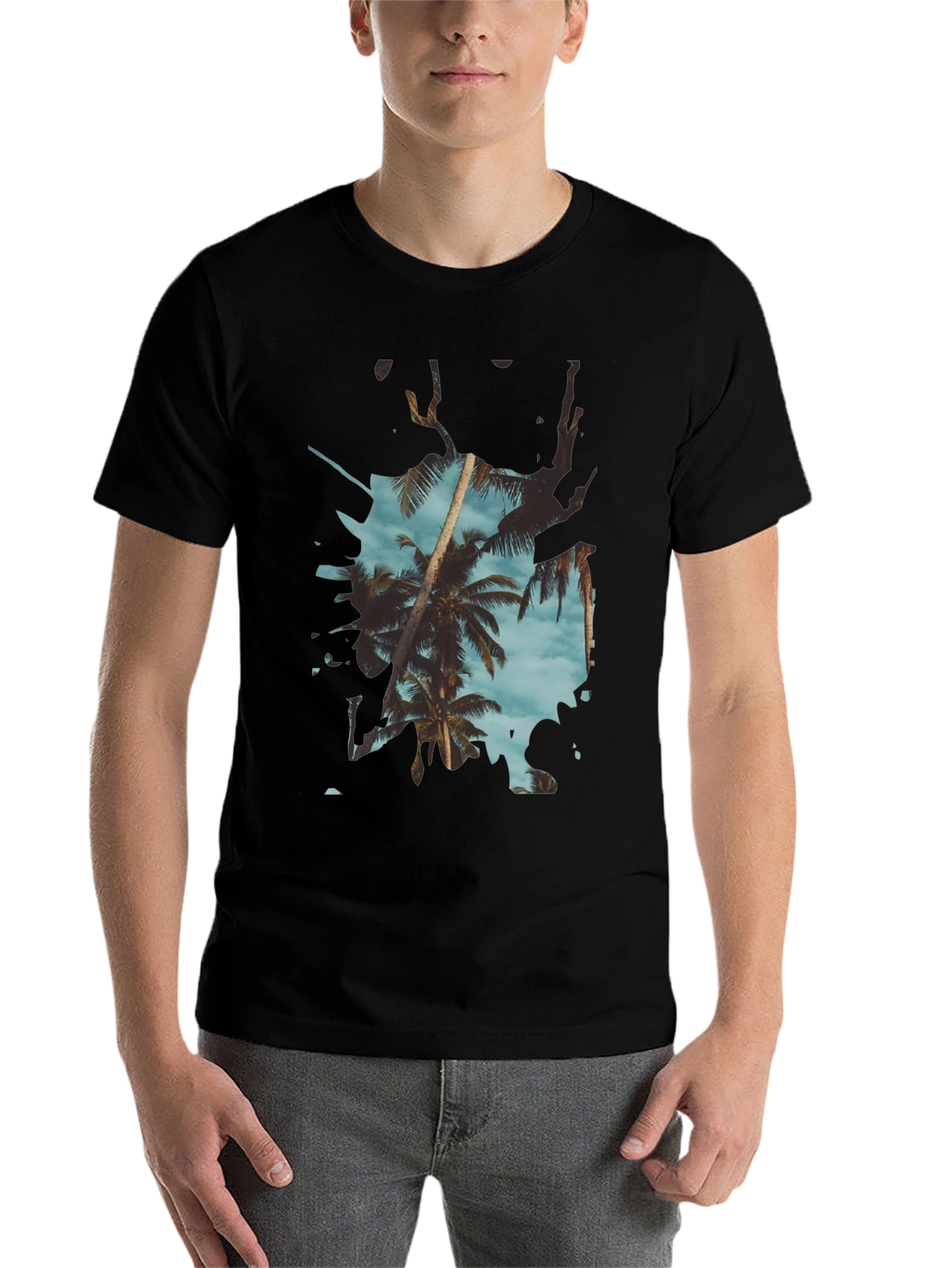 Black Tropical Palm Tree Graphic Tee - Summer Vibes view 7