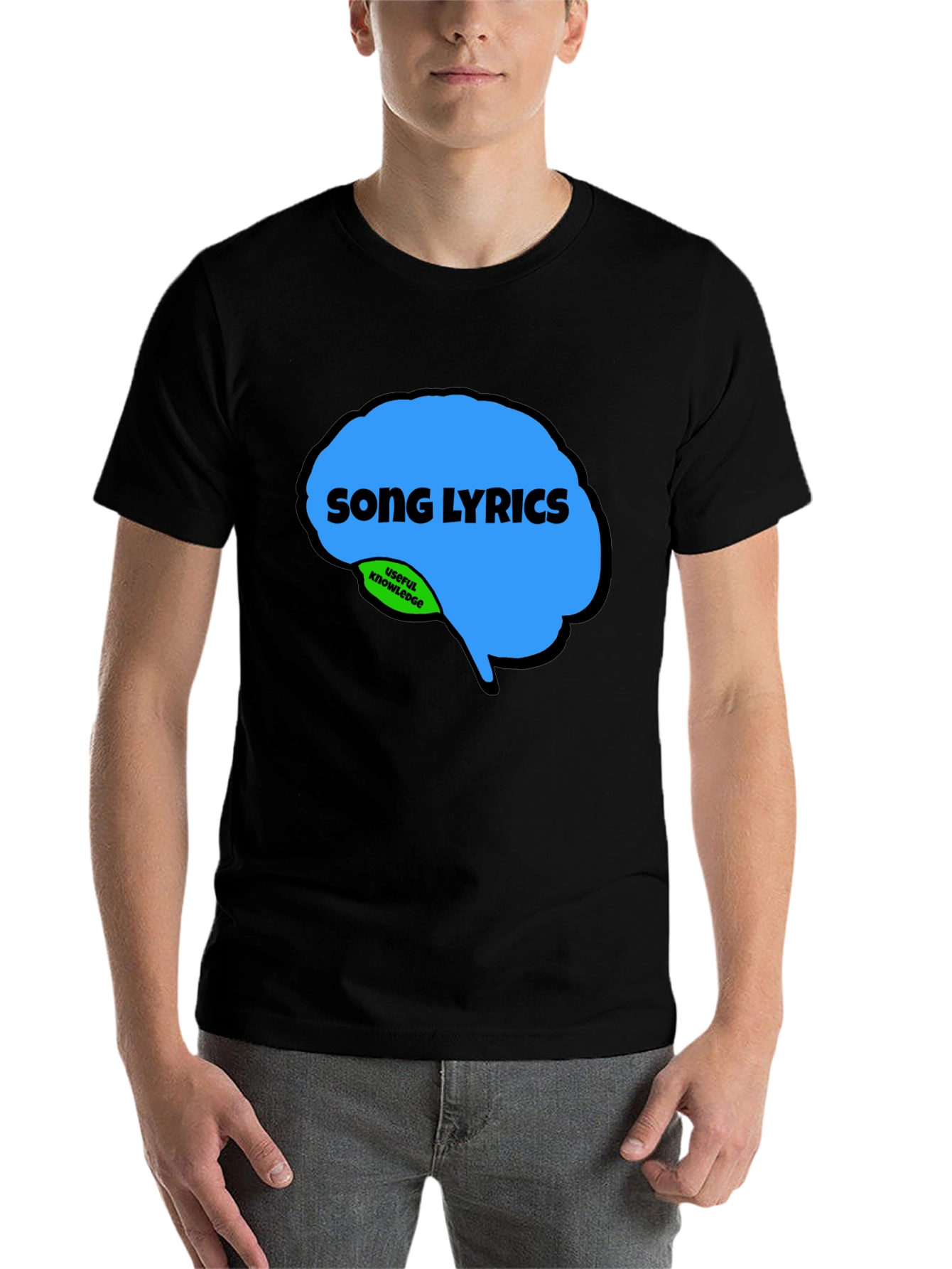 Black Song Lyrics Brain T-Shirt - Funny Music Lover Tee view 7