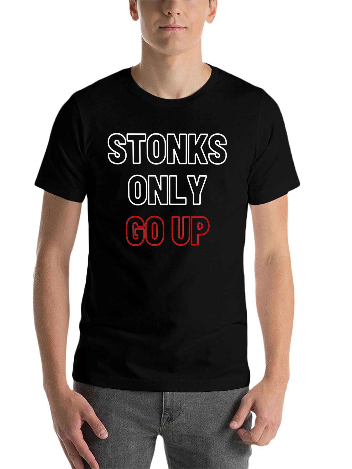 Stonks Only Go Up Graphic Tee - Black Cotton T-Shirt - 7