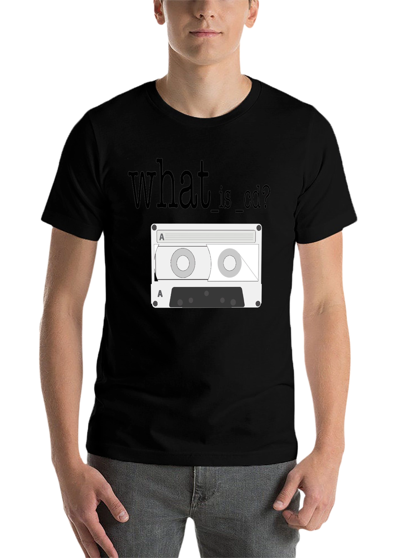 Black Retro Cassette Tape T-Shirt - What is CD? view 7