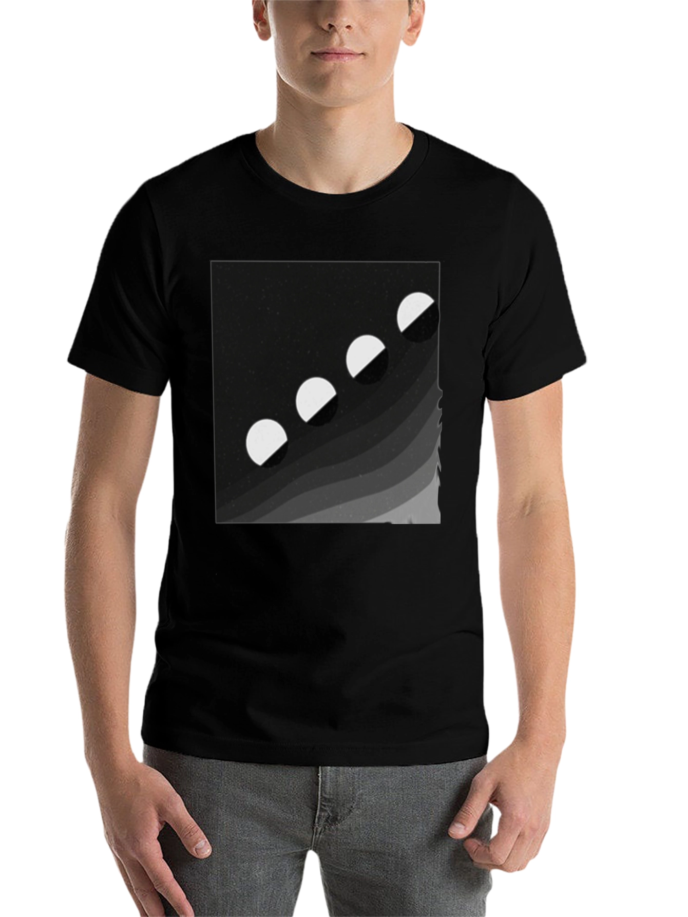Black Lunar Phase Graphic Tee - Black Cotton Comfort view 7