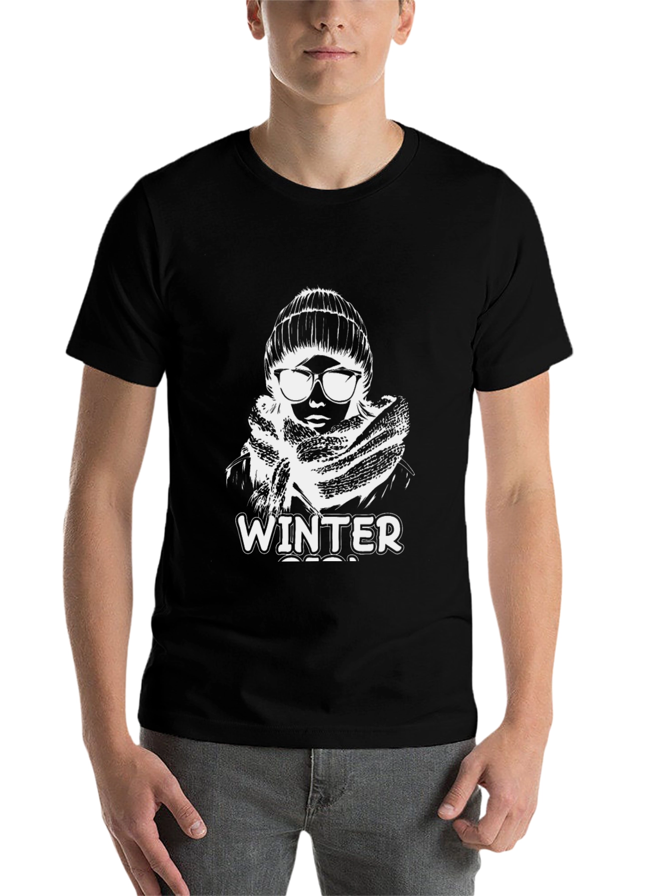 Winter Graphic Black Tee - Stylish Unisex Fashion - 7