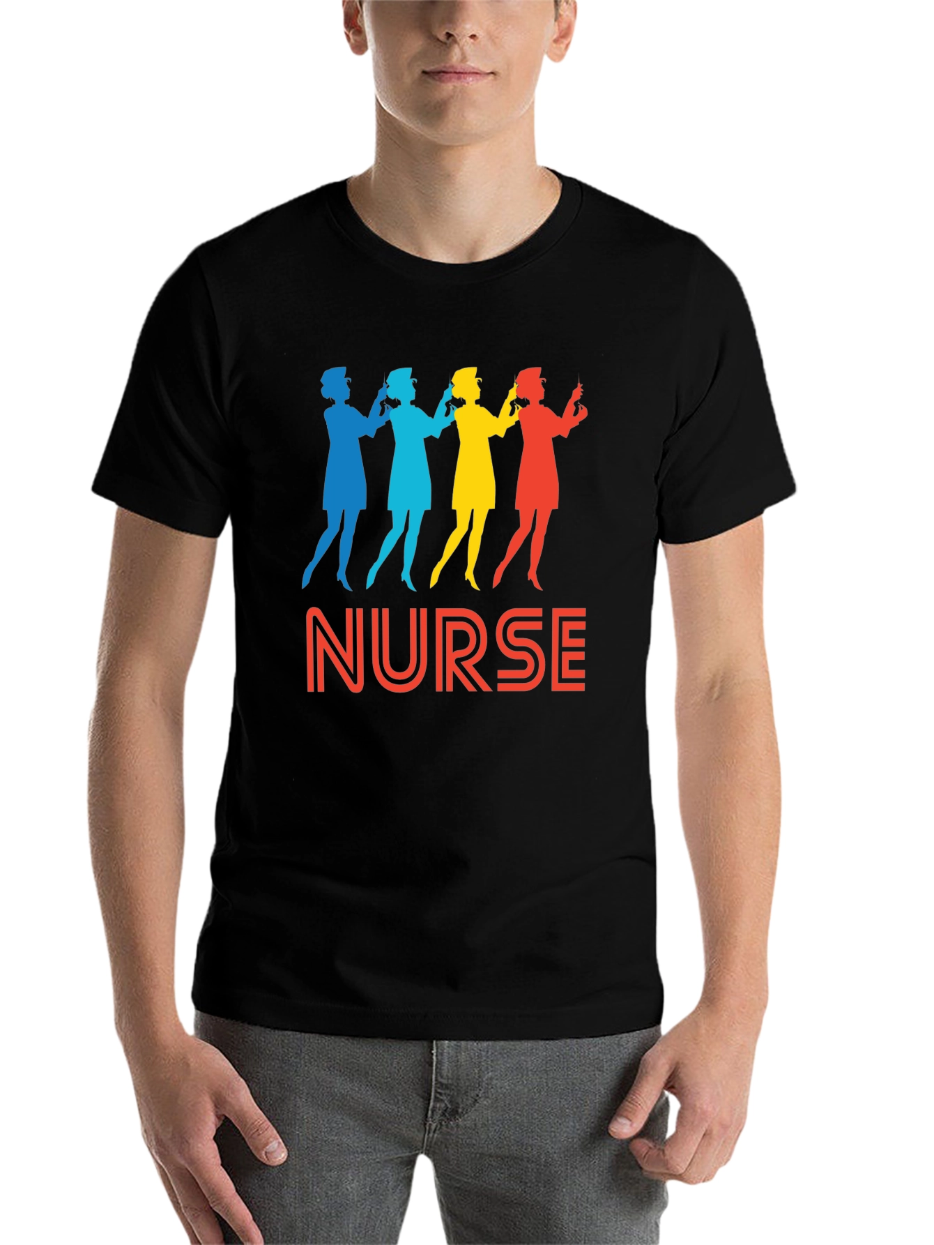 Black Nurse Silhouette Graphic Tee - Retro Style view 7