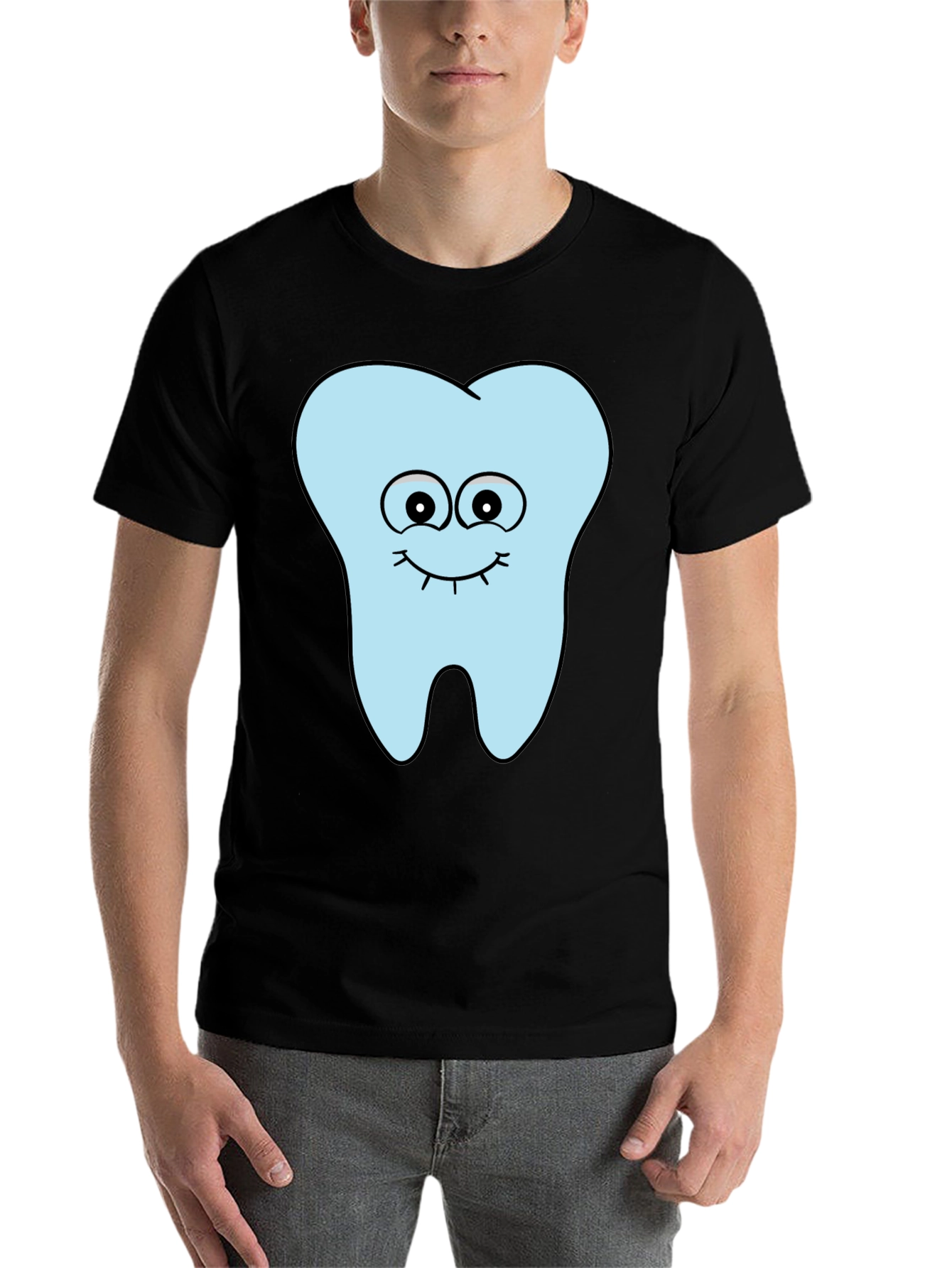 Black Cartoon Tooth T-Shirt - Dental Humor Tee view 7