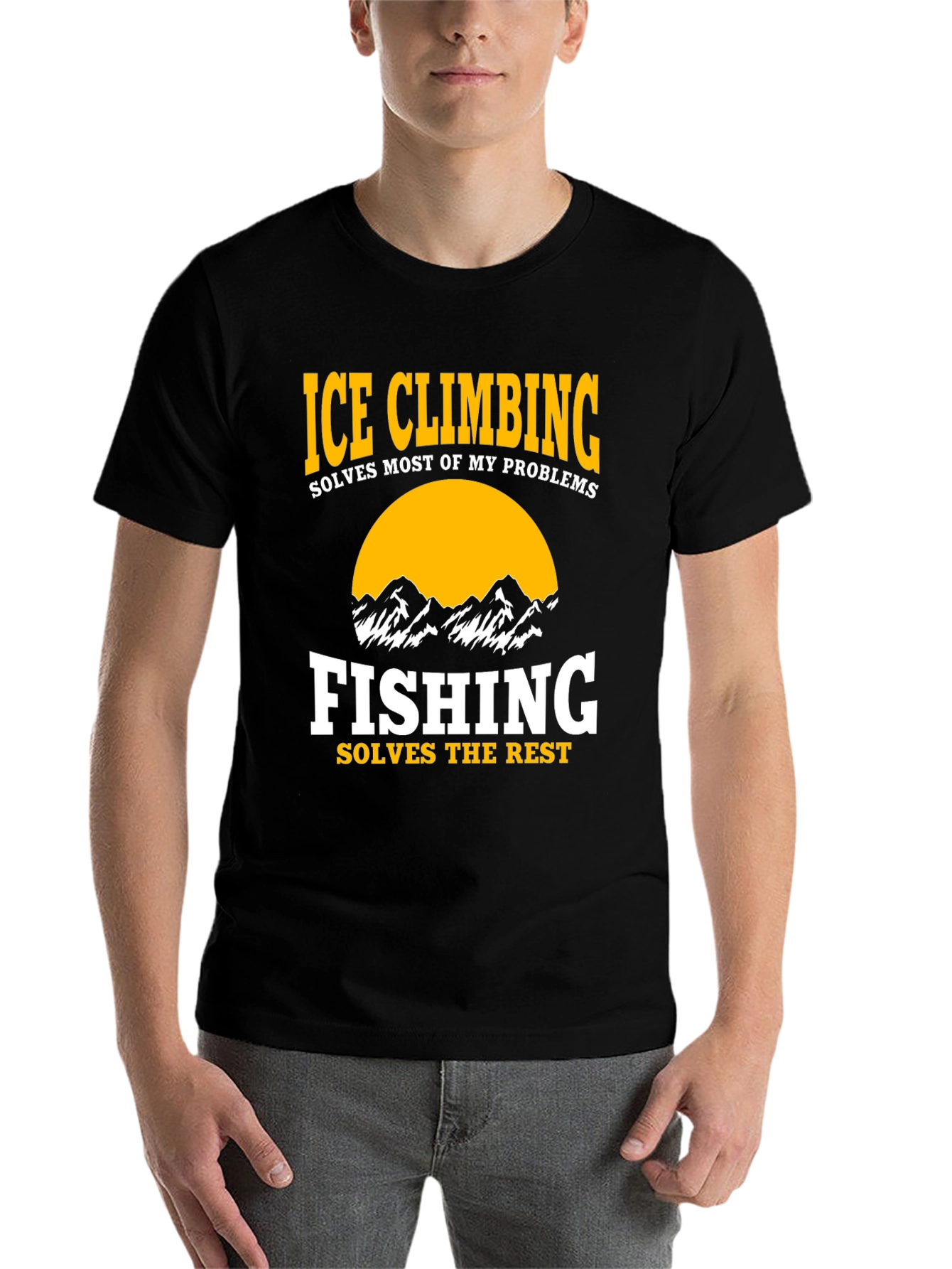 Black Ice Climbing & Fishing Graphic T-Shirt view 7