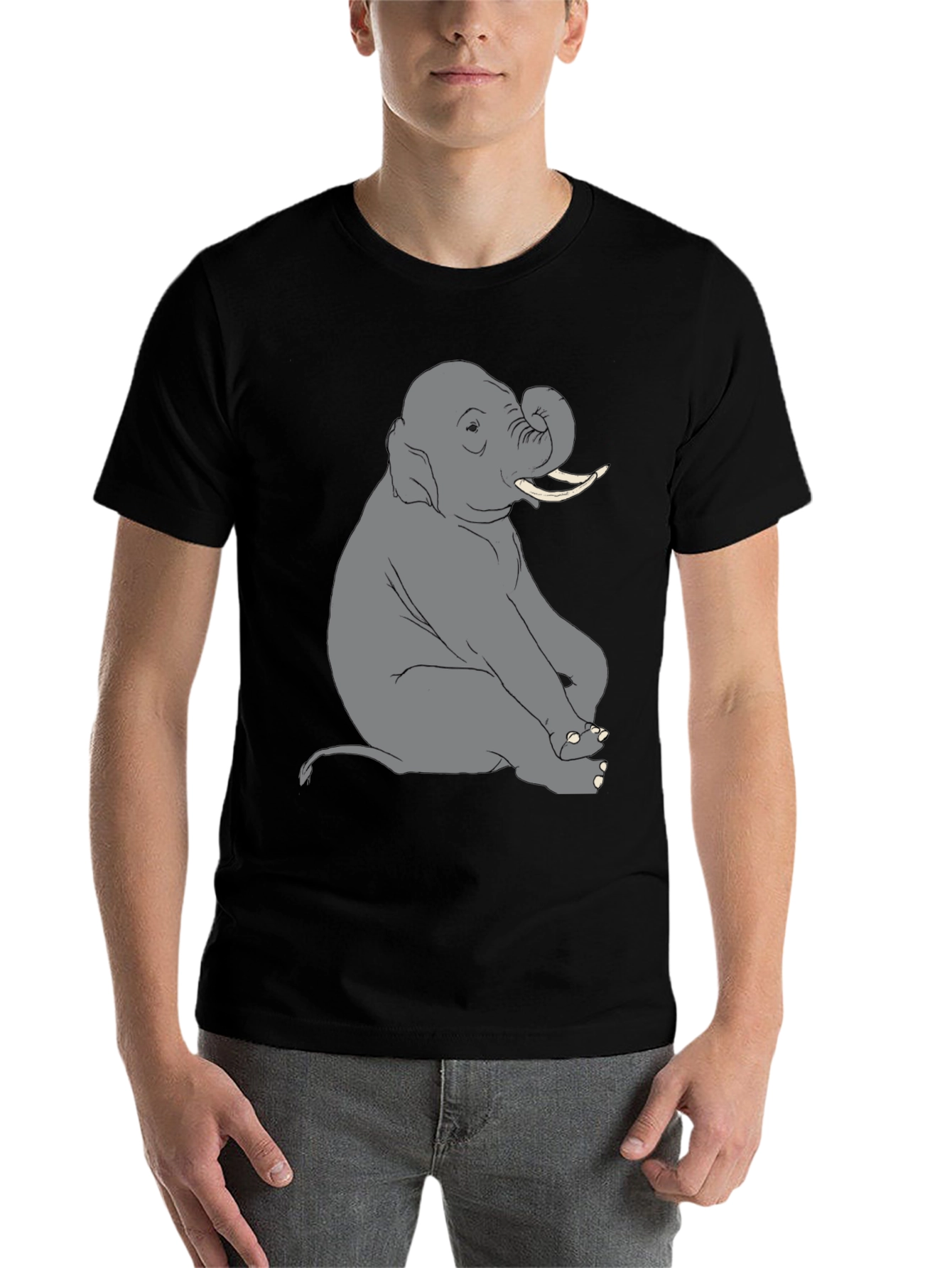 Black Elephant Graphic T-Shirt - Black Crew Neck Tee view 7