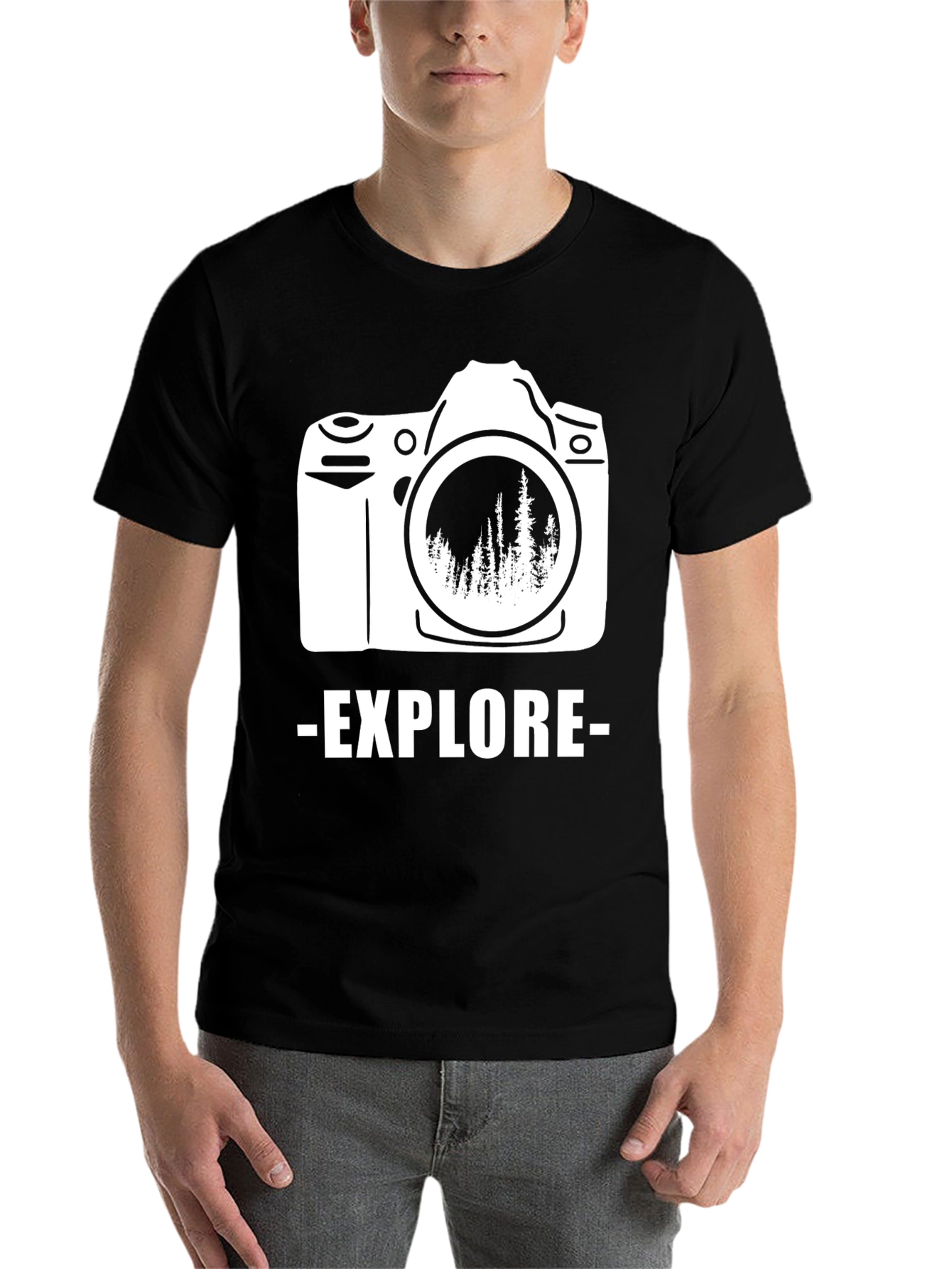 Black Explore Outdoors T-Shirt - Camera Design view 7