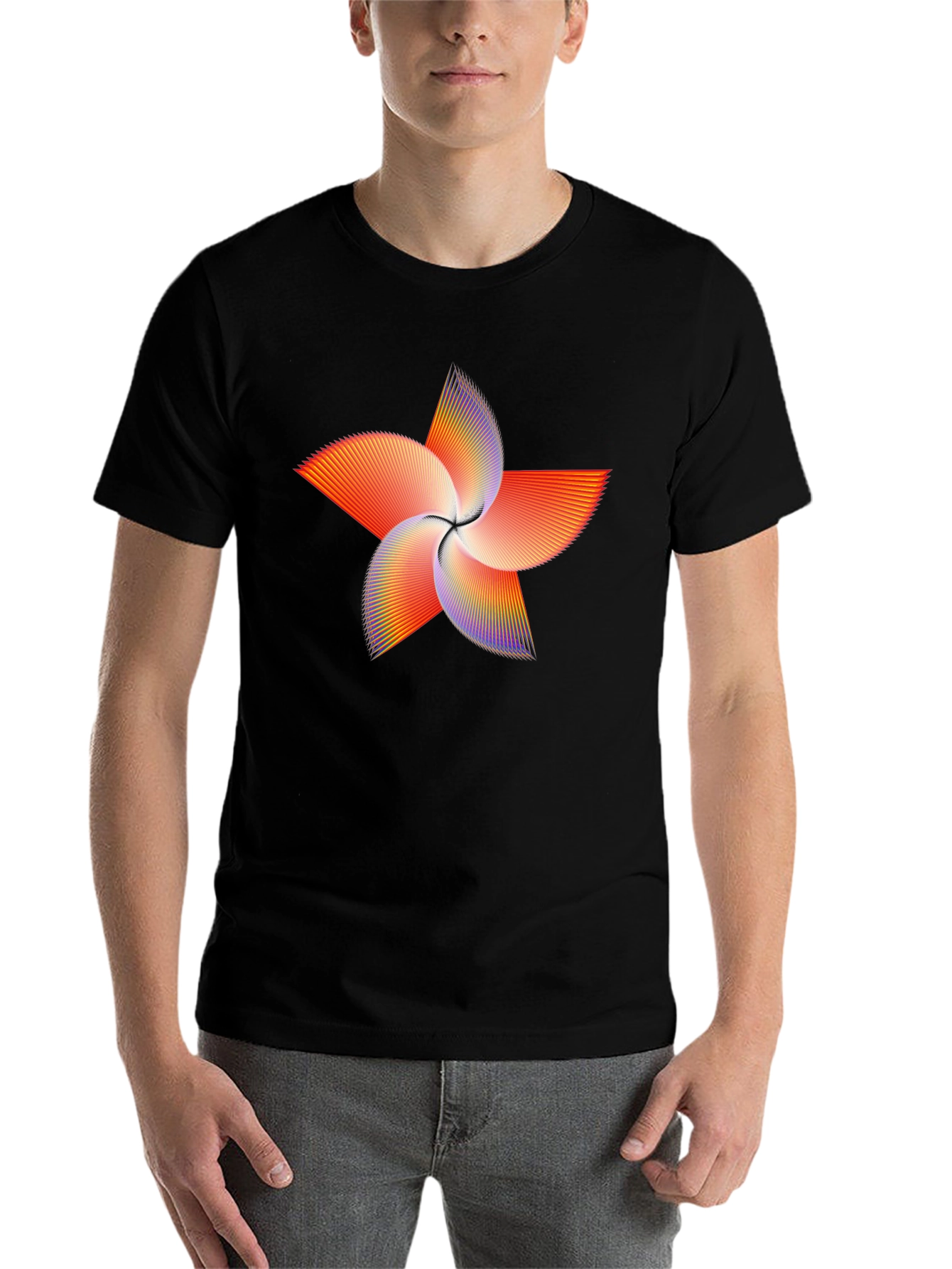 Black Abstract Starburst Graphic Tee - Black view 7