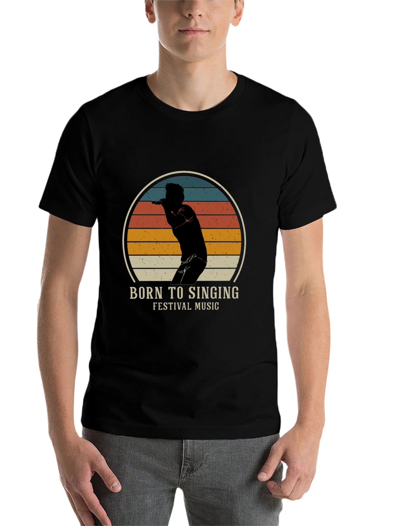 Black Born to Sing T-Shirt - Festival Music view 7