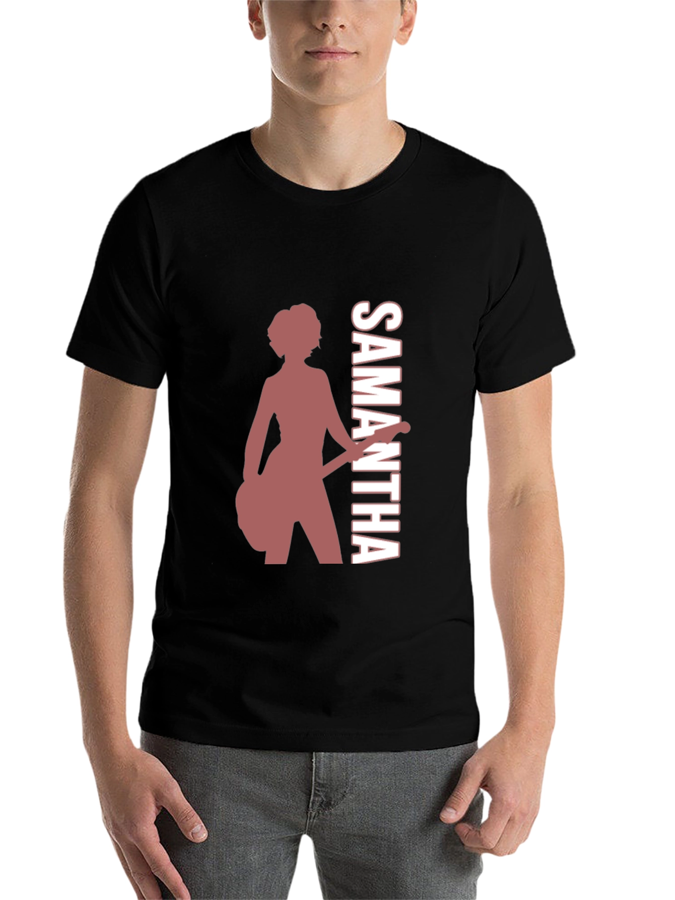 Black Samantha Guitar Player Graphic Tee view 7