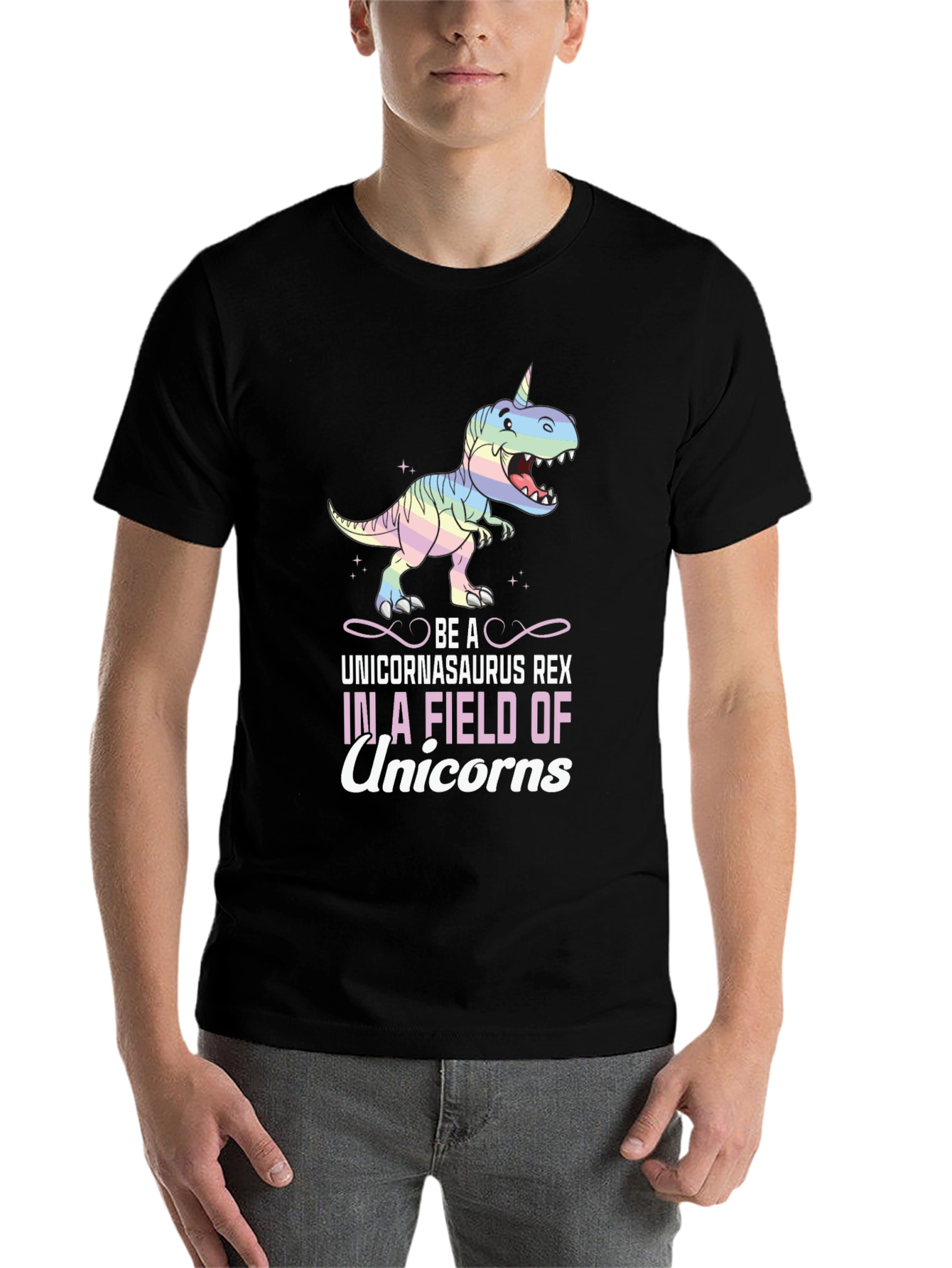 Black Unicornasaurus Rex Graphic T-Shirt view 7