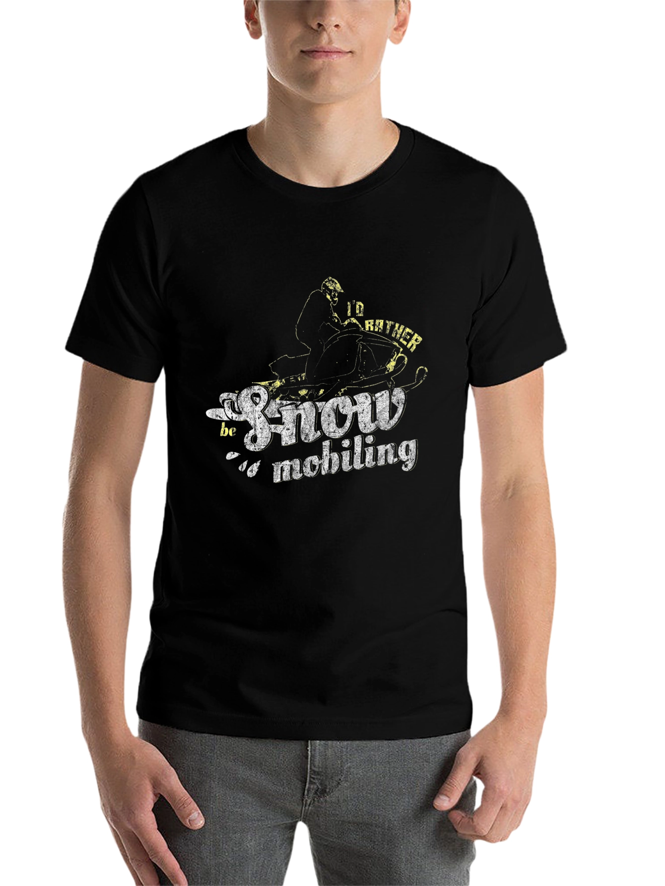 Black Snowmobiling T-Shirt - I'd Rather Be Snowmobiling! view 7