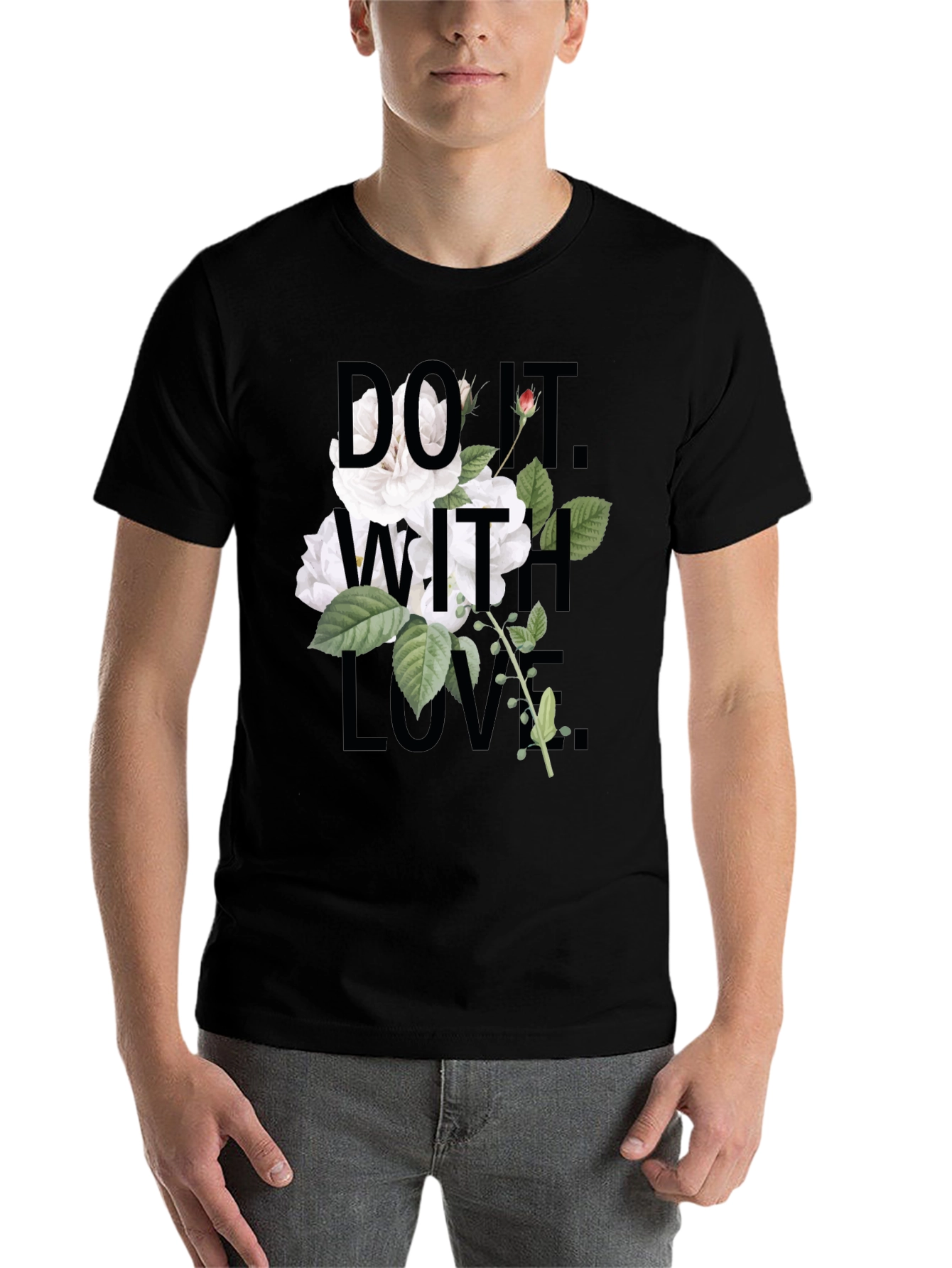 Black Floral 'Do It With Love' Black T-Shirt view 7