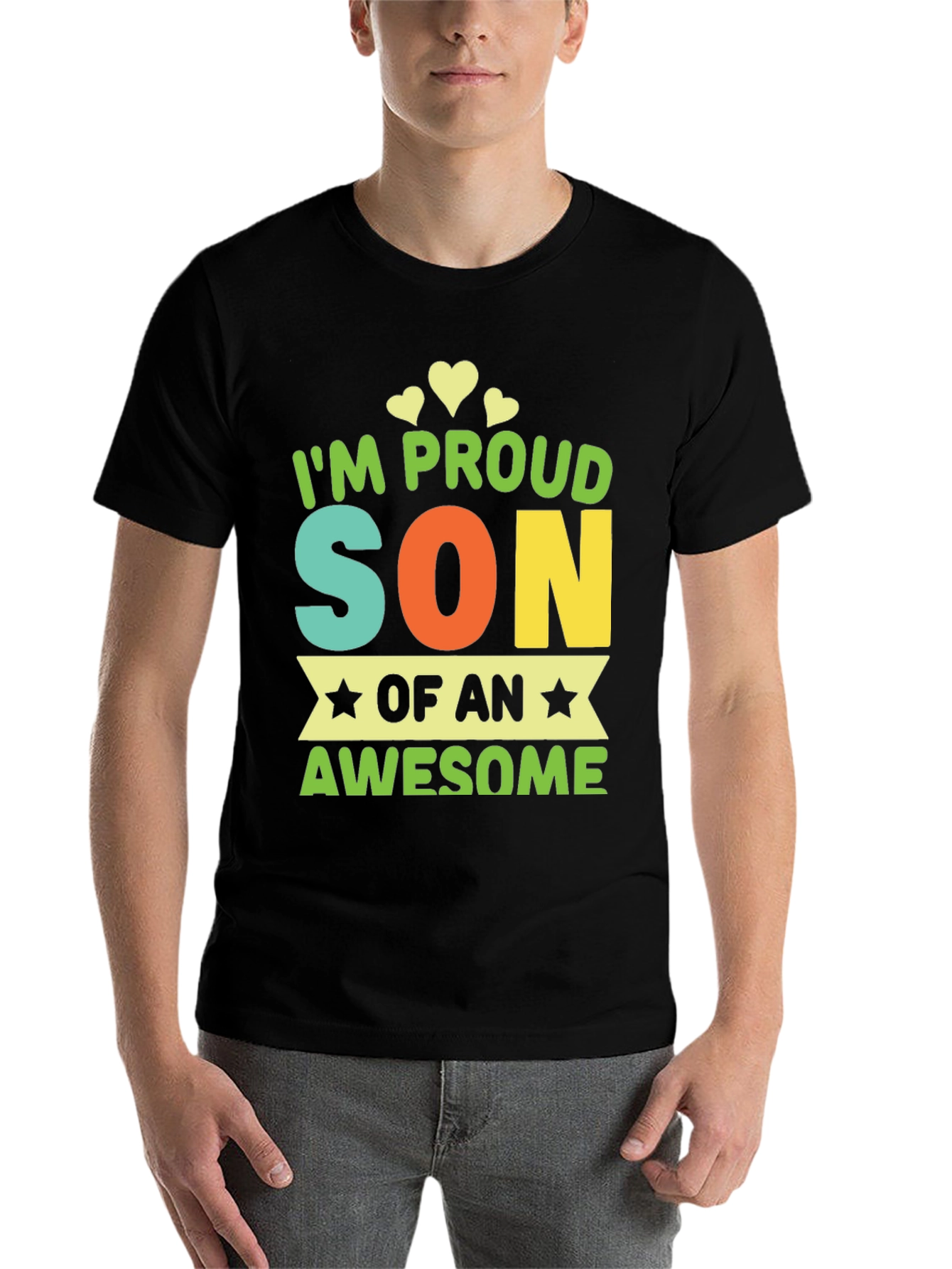 Black Proud Son T-Shirt - Awesome Parent Gift view 7