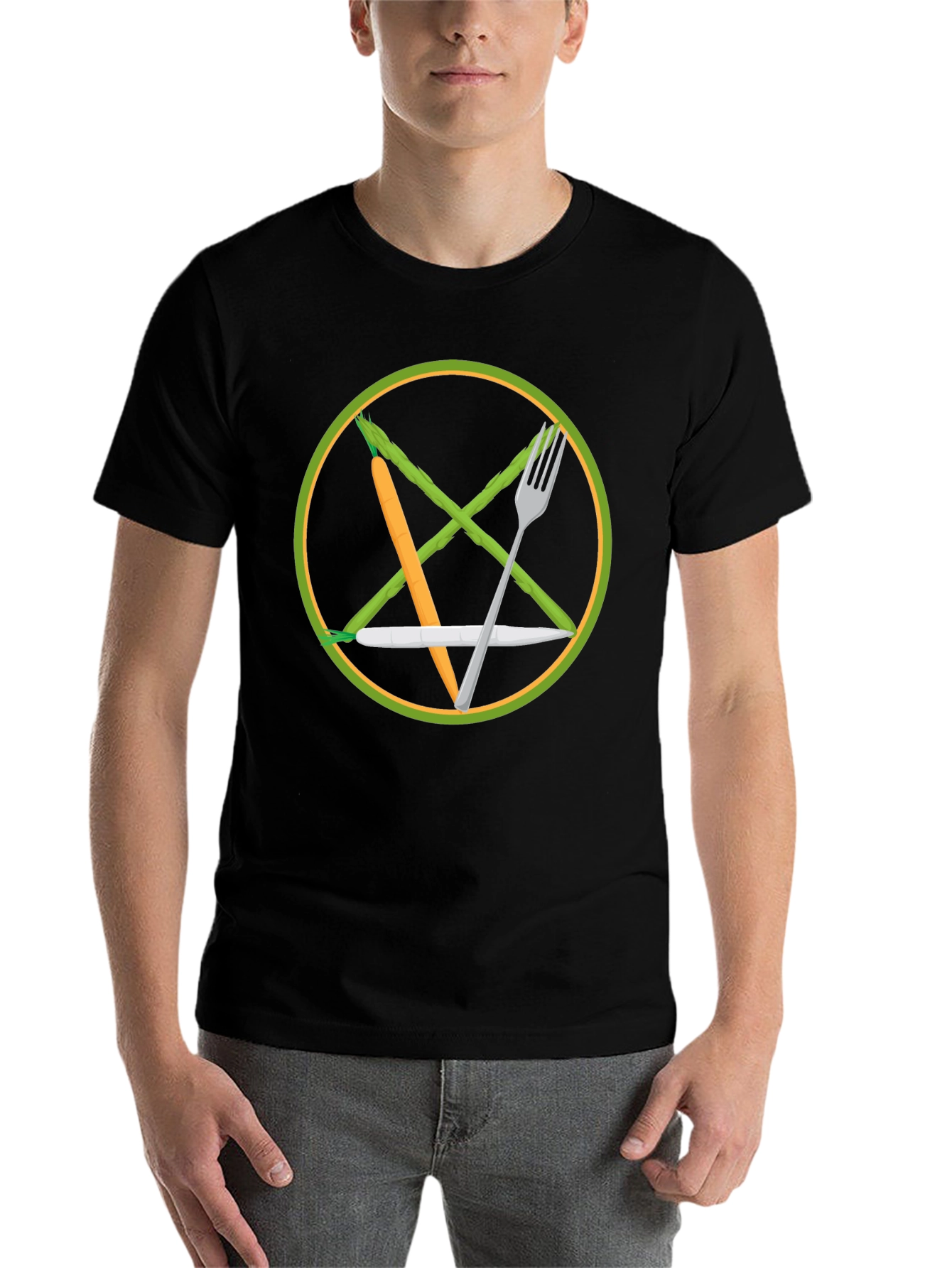 Black Veggie Pentagram T-Shirt - Vegan Magic view 7