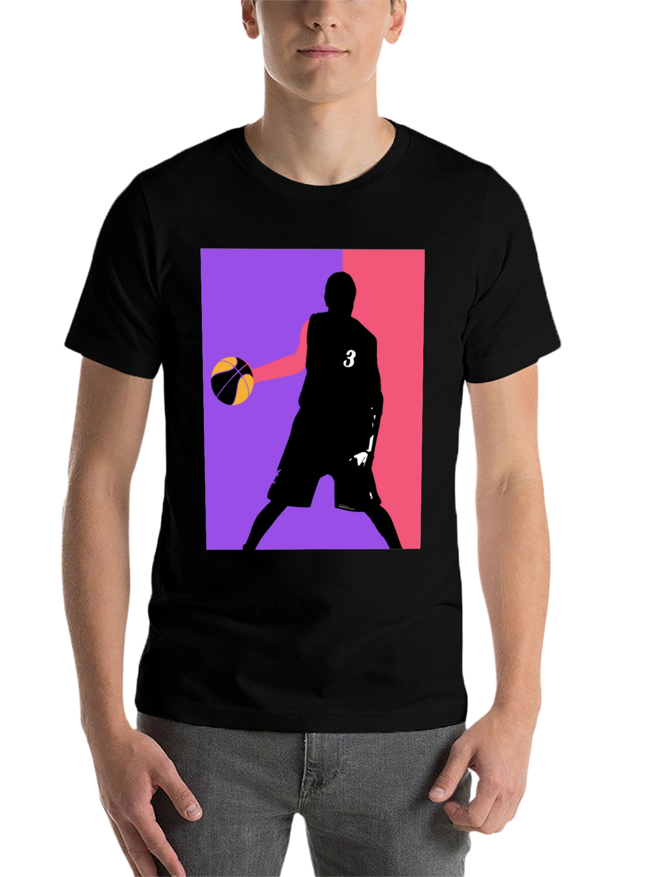 Black Basketball Player Graphic Tee - Black Cotton Blend view 7