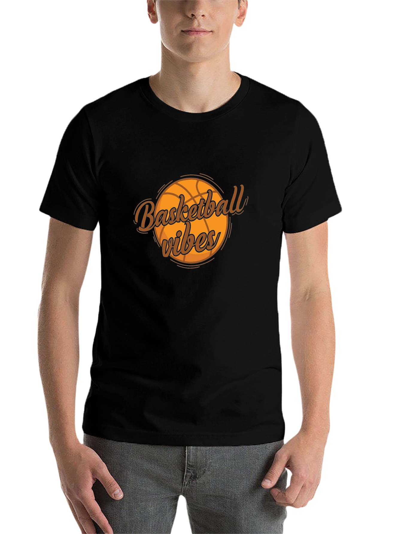 Black Basketball Vibes Graphic Tee - Cool & Casual view 7