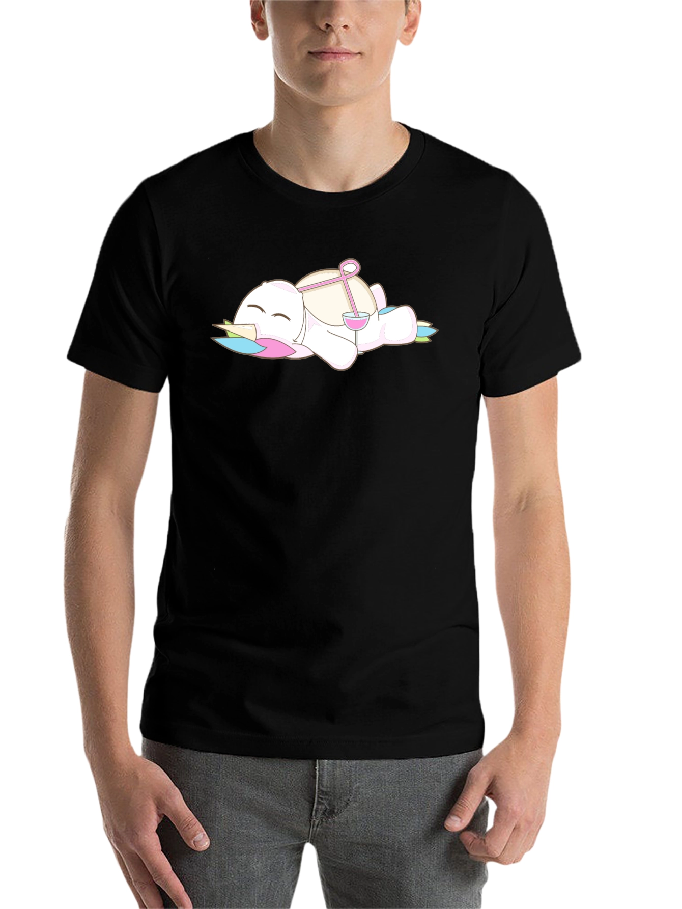 Black Unicorn Wine T-Shirt: Relaxed Drinking Cartoon Tee view 7