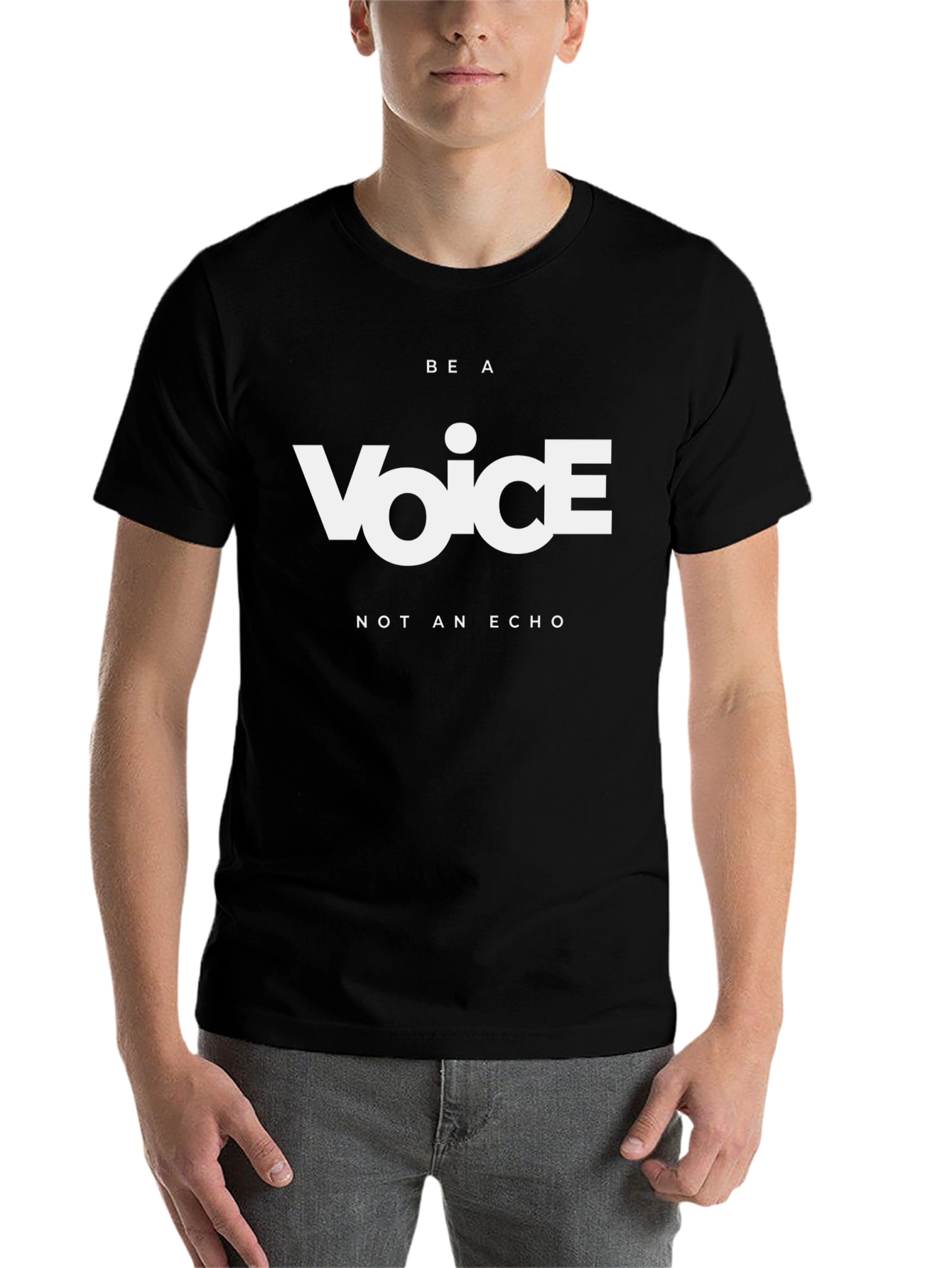 Black Be A Voice T-Shirt - Inspirational Graphic Tee view 7