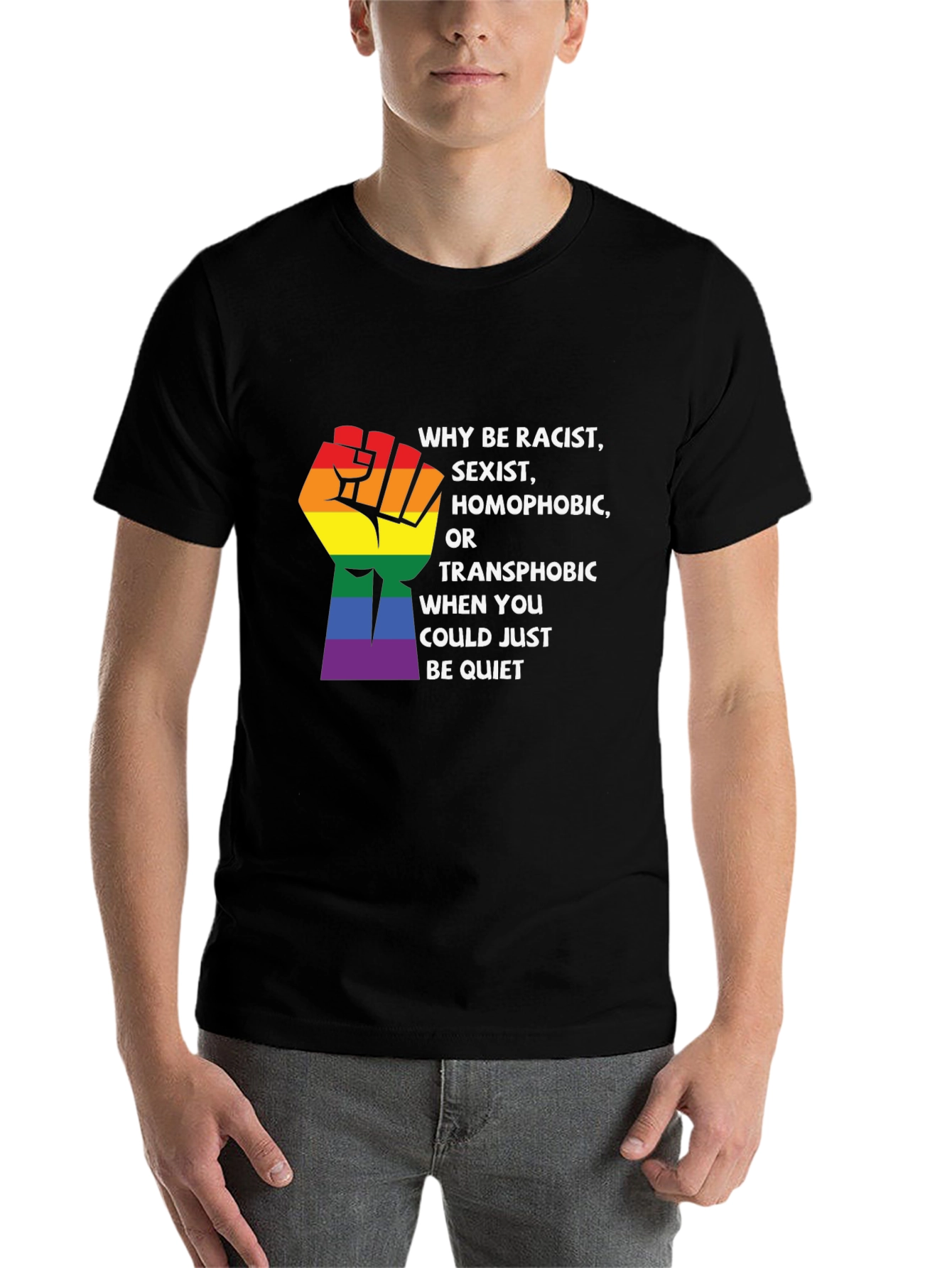 Black Equality Pride Graphic Tee - Why Be Racist view 7