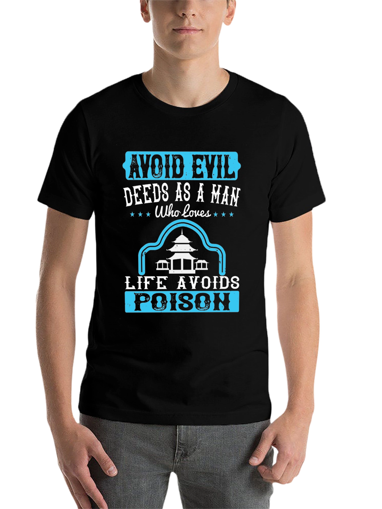 Black Avoid Evil Deeds T-Shirt - Graphic Print Tee view 7