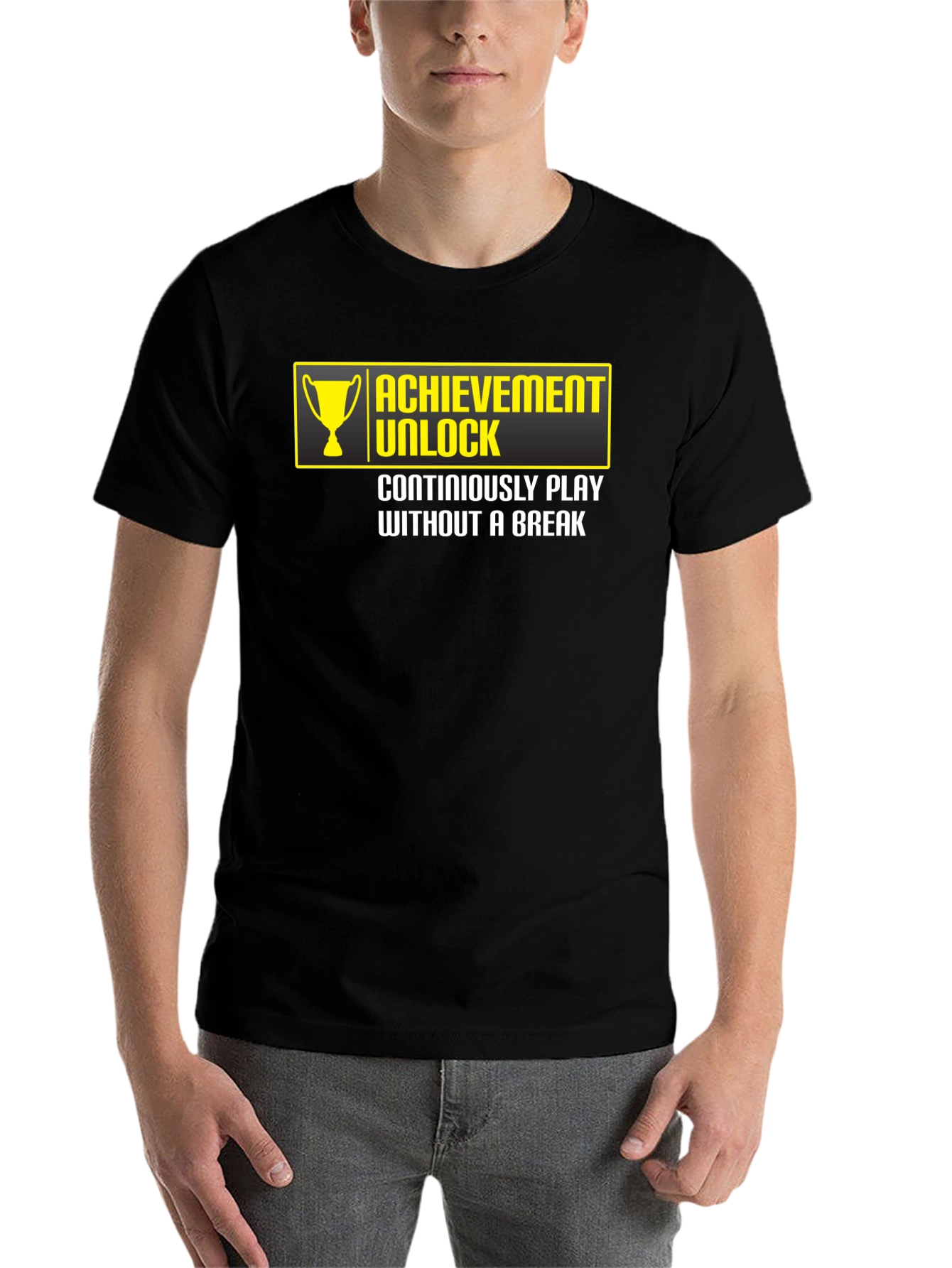 Black Achievement Unlocked Gamer T-Shirt - Play Without a Break view 7