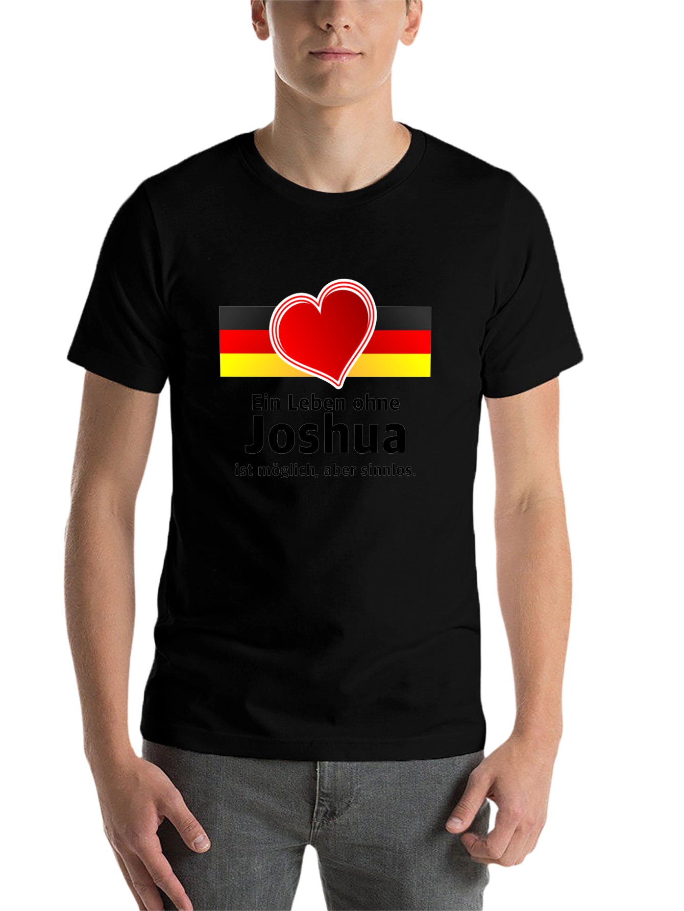 Joshua German Flag Heart T-Shirt - Black - 7