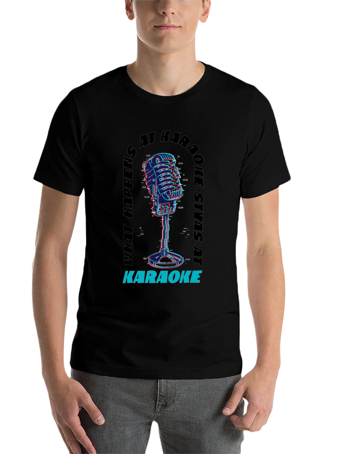 Black Karaoke Vibes Tee - "What Happens At Karaoke Stays At Karaoke" view 7