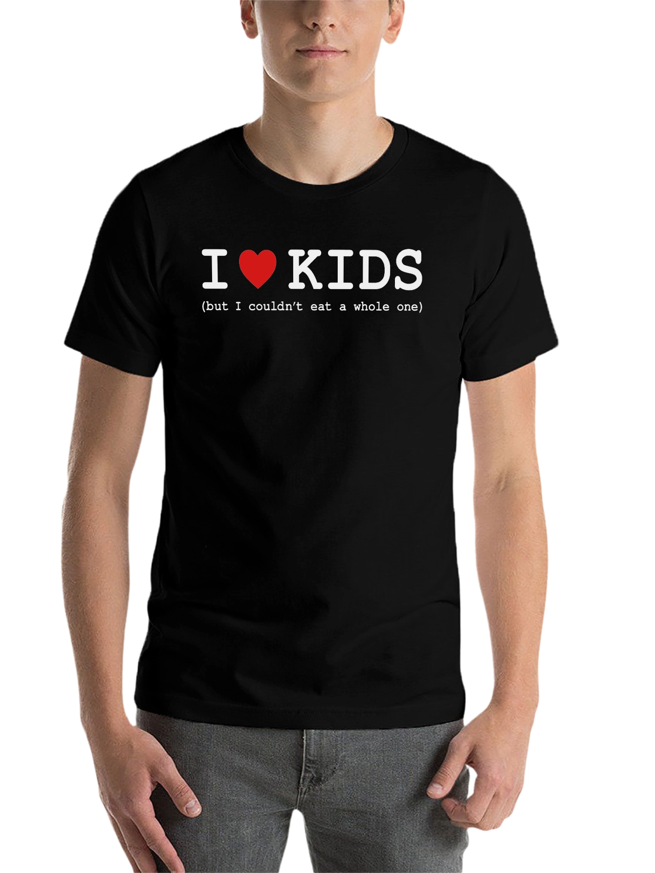 Black I Heart Kids T-Shirt - Funny Graphic Tee view 7
