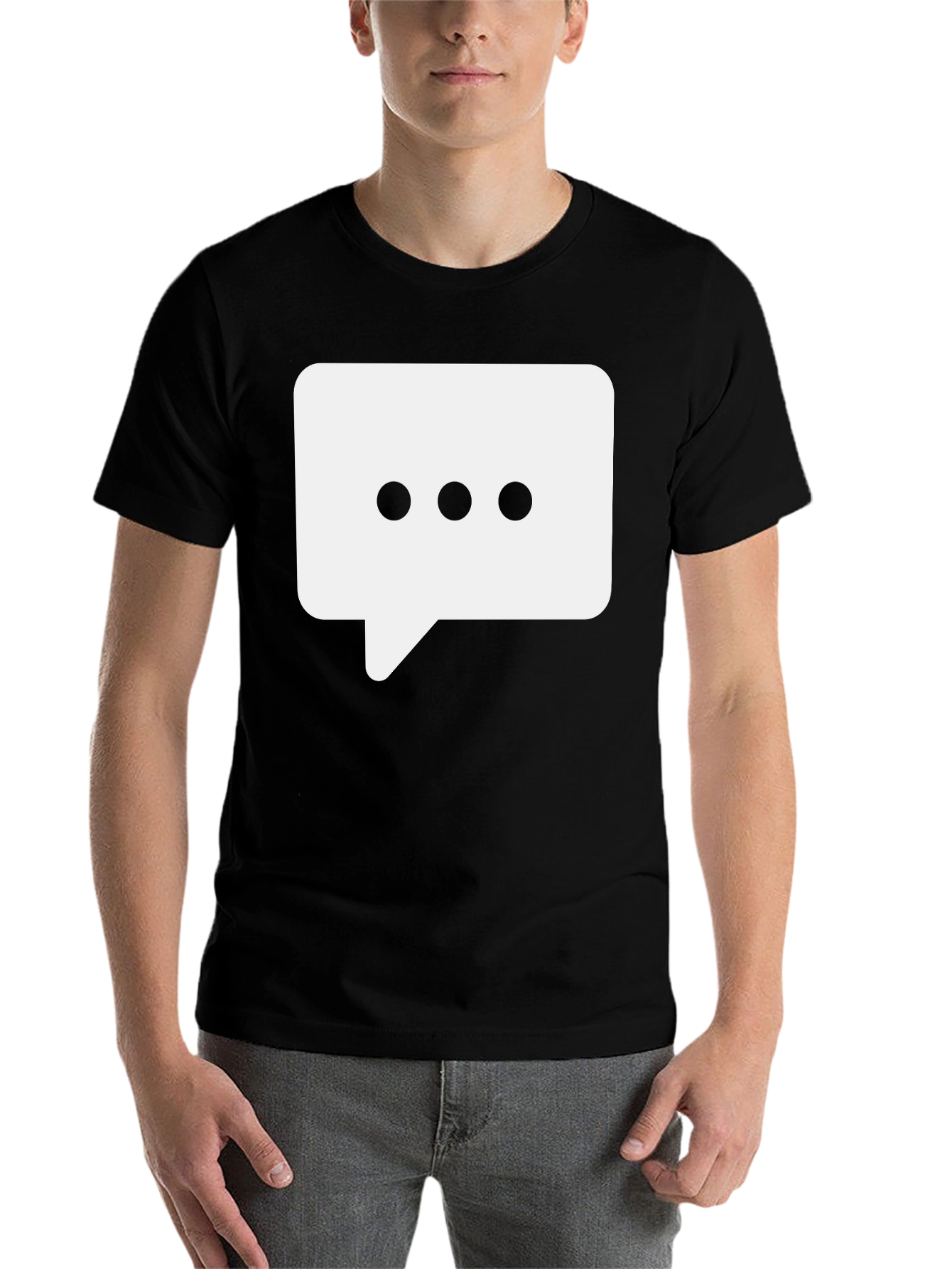 Black Black T-Shirt with Chat Bubble Design view 7