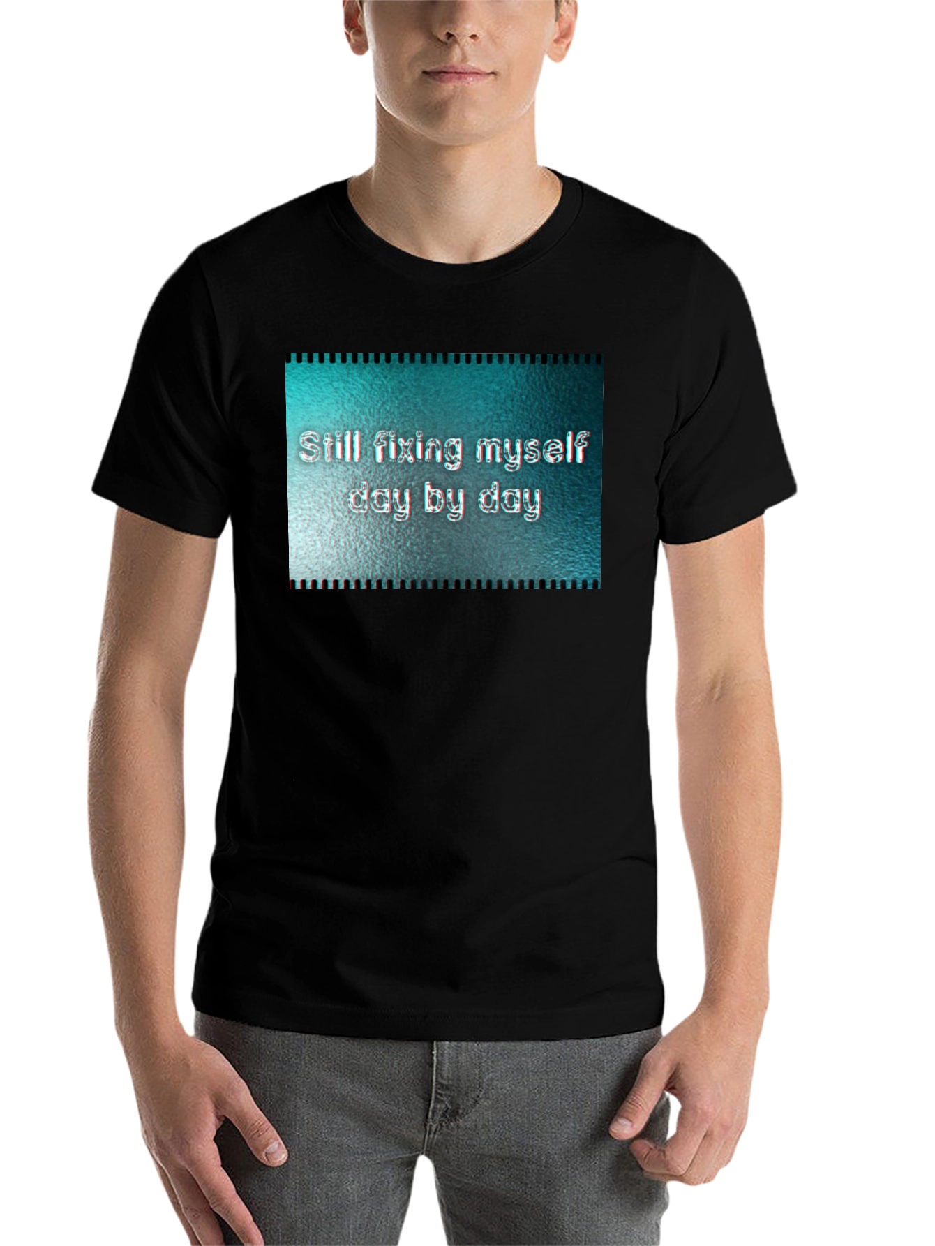 Black Fixing Myself Tee - Daily Motivation T-Shirt view 7