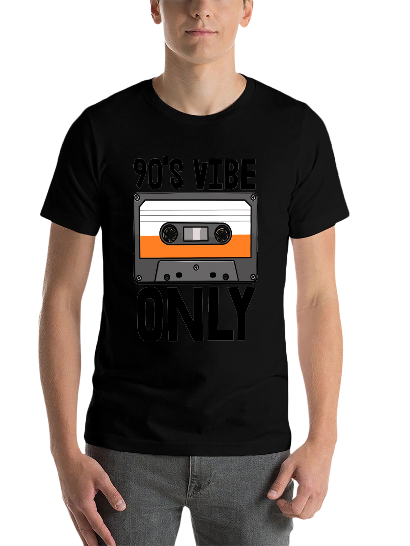 Black 90's Vibe Only Cassette Tape T-Shirt - Retro Style Tee view 7