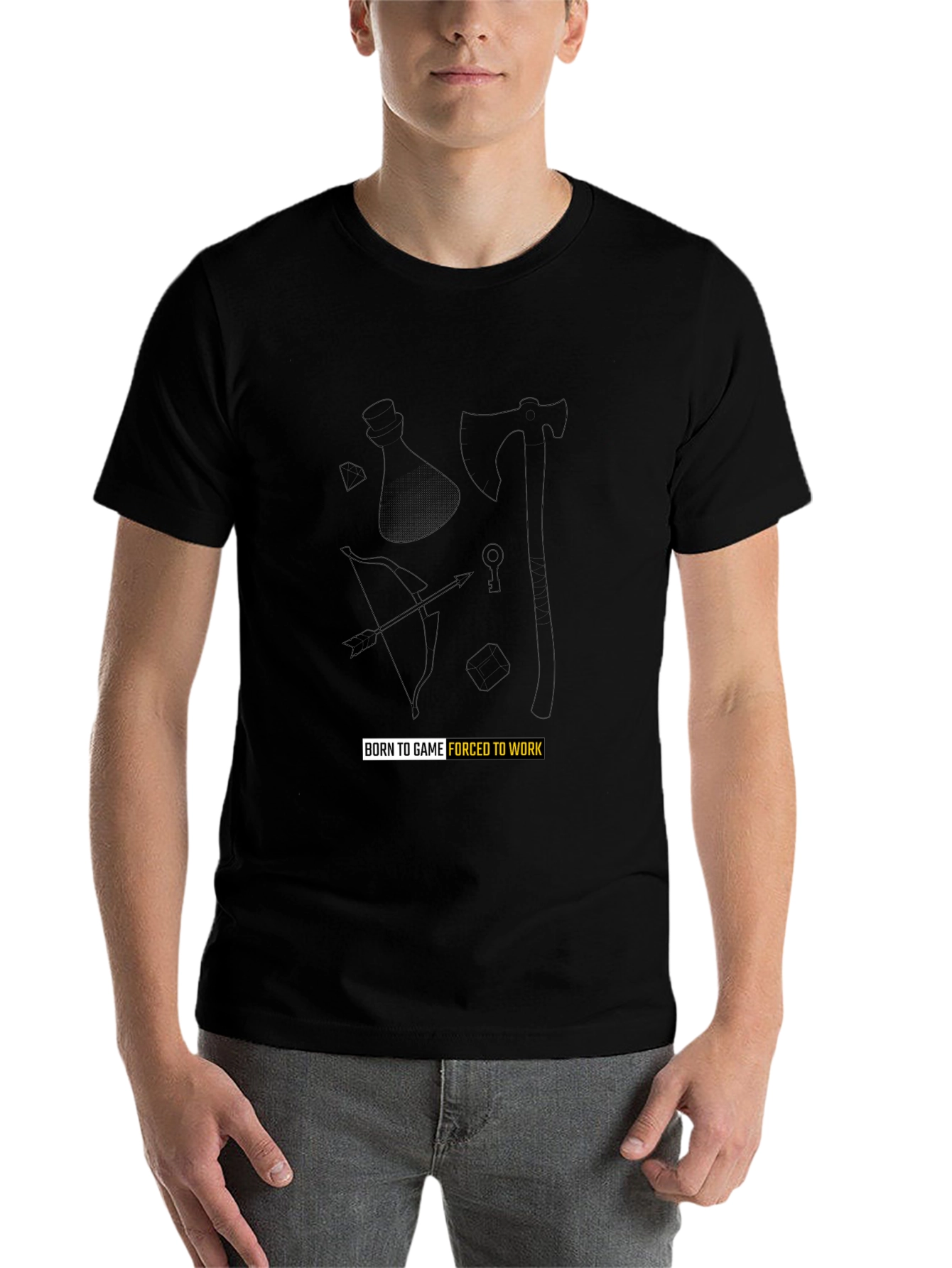 Black Born to Game T-Shirt view 7