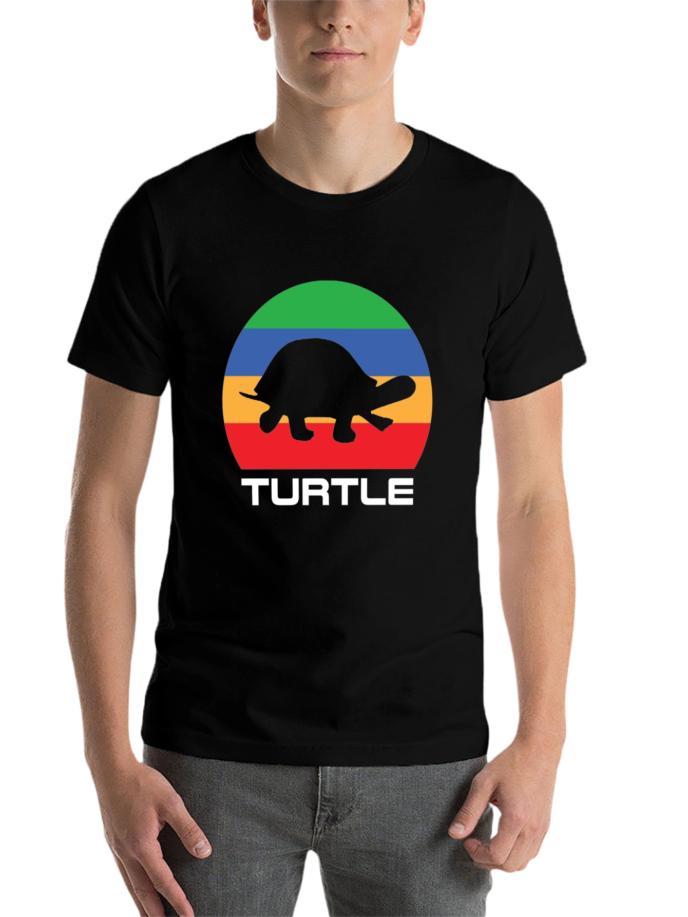 Black Retro Turtle Graphic T-Shirt - Black view 7