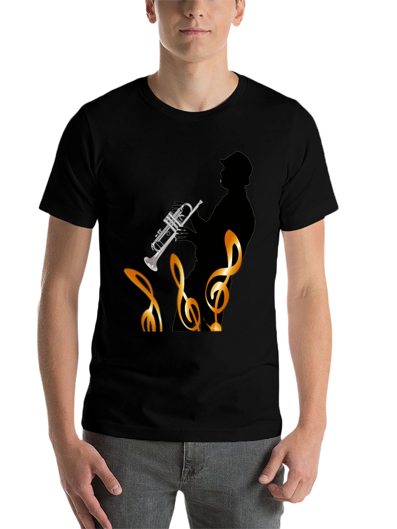 Black Jazz Musician Graphic T-Shirt - Black Cotton Tee view 7