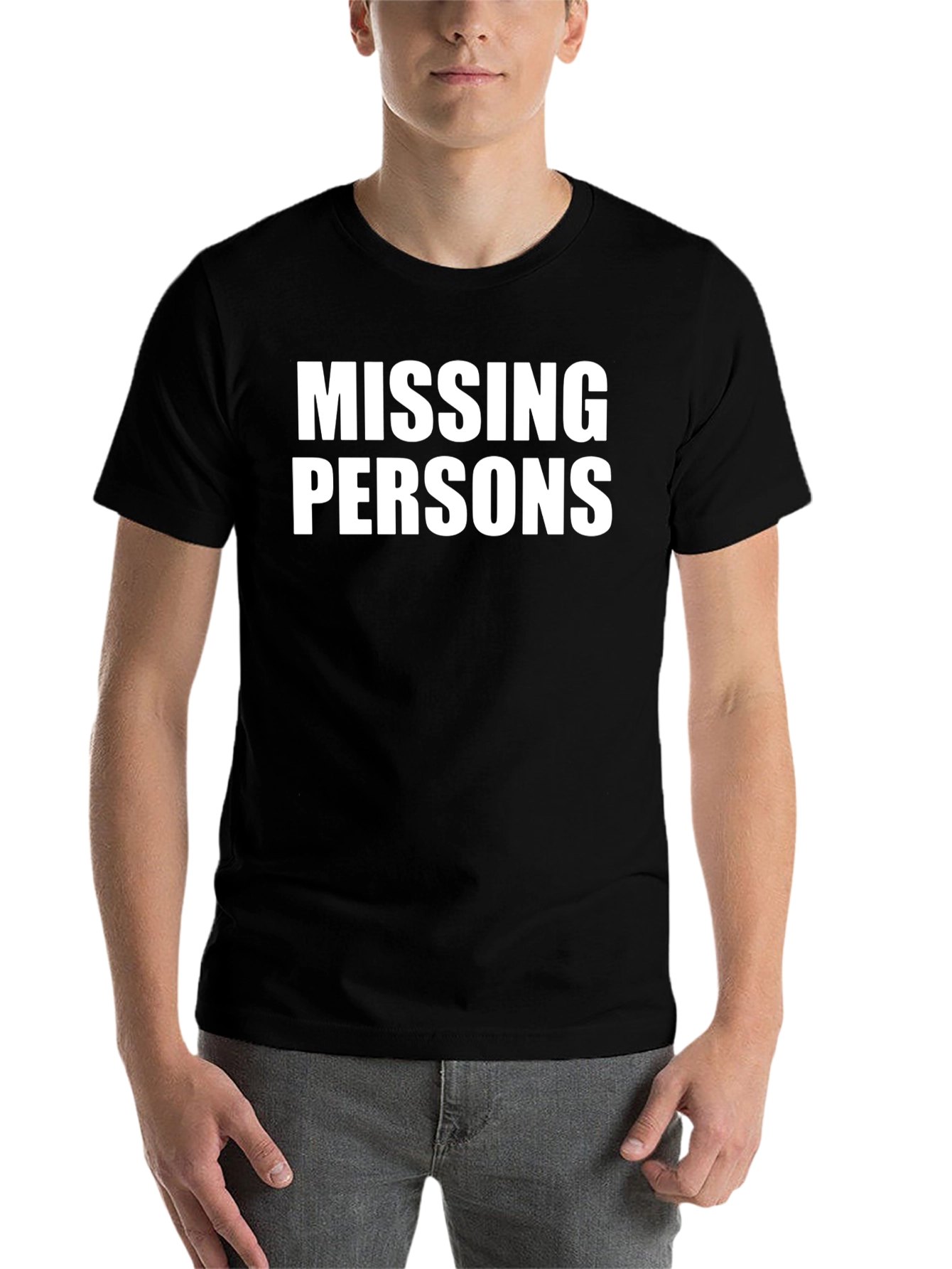 Black Missing Persons Graphic T-Shirt Novelty Tee view 7