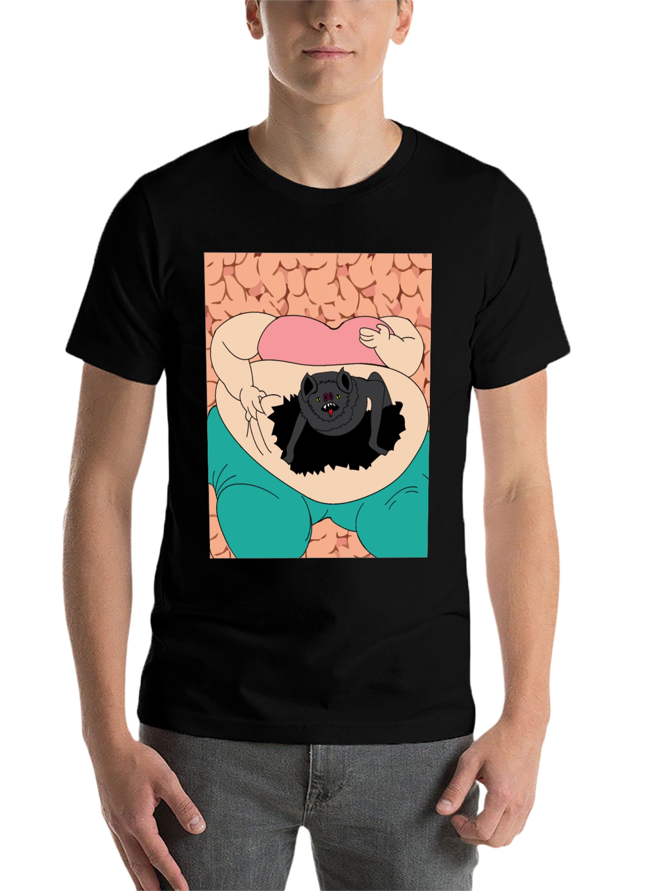 Black Cartoon Creature T-Shirt view 7