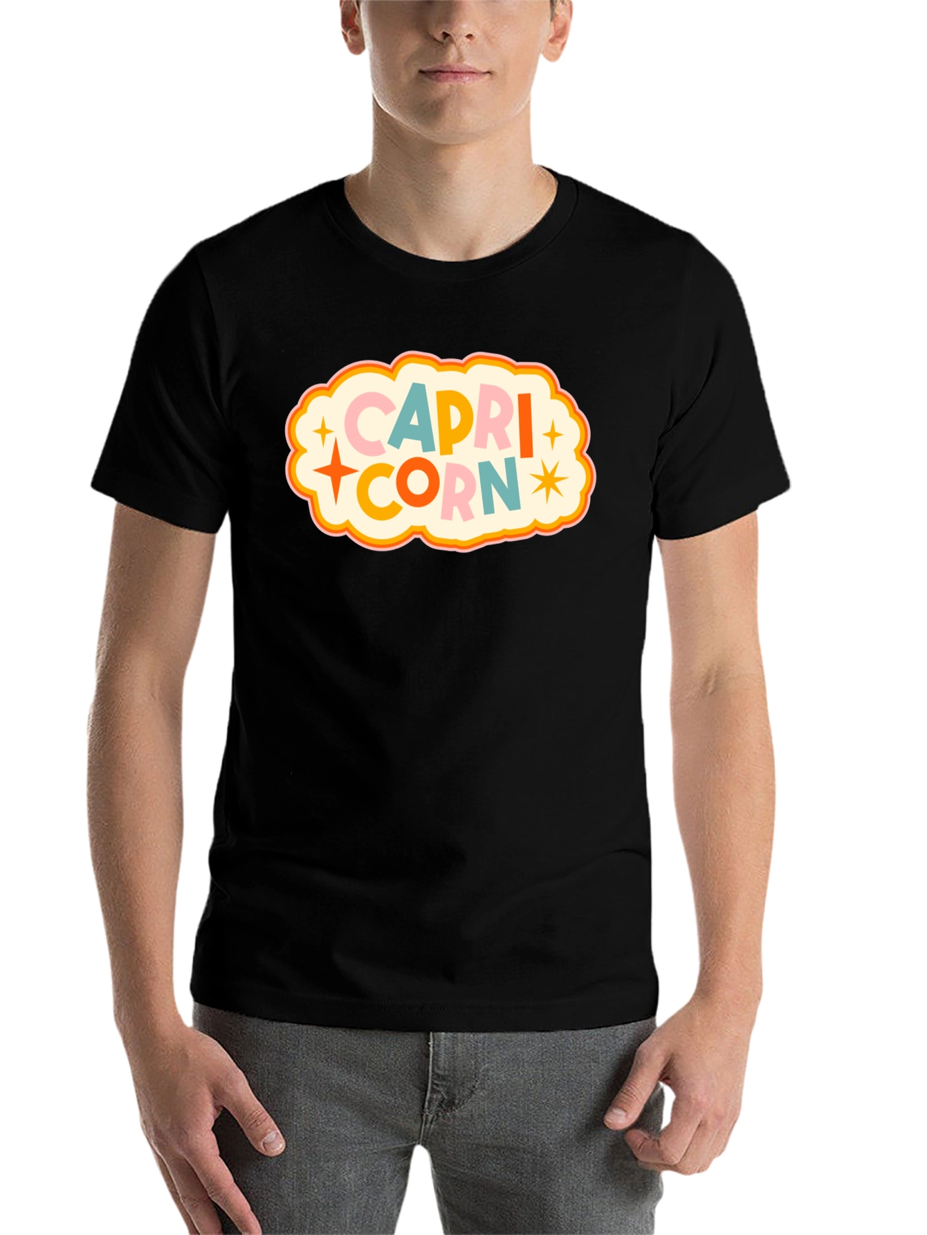 Black Capricorn Zodiac Graphic T-Shirt view 7