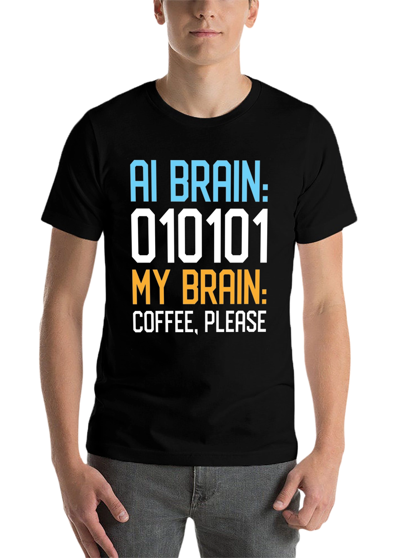 AI Brain Coffee Please Graphic T-Shirt - 7