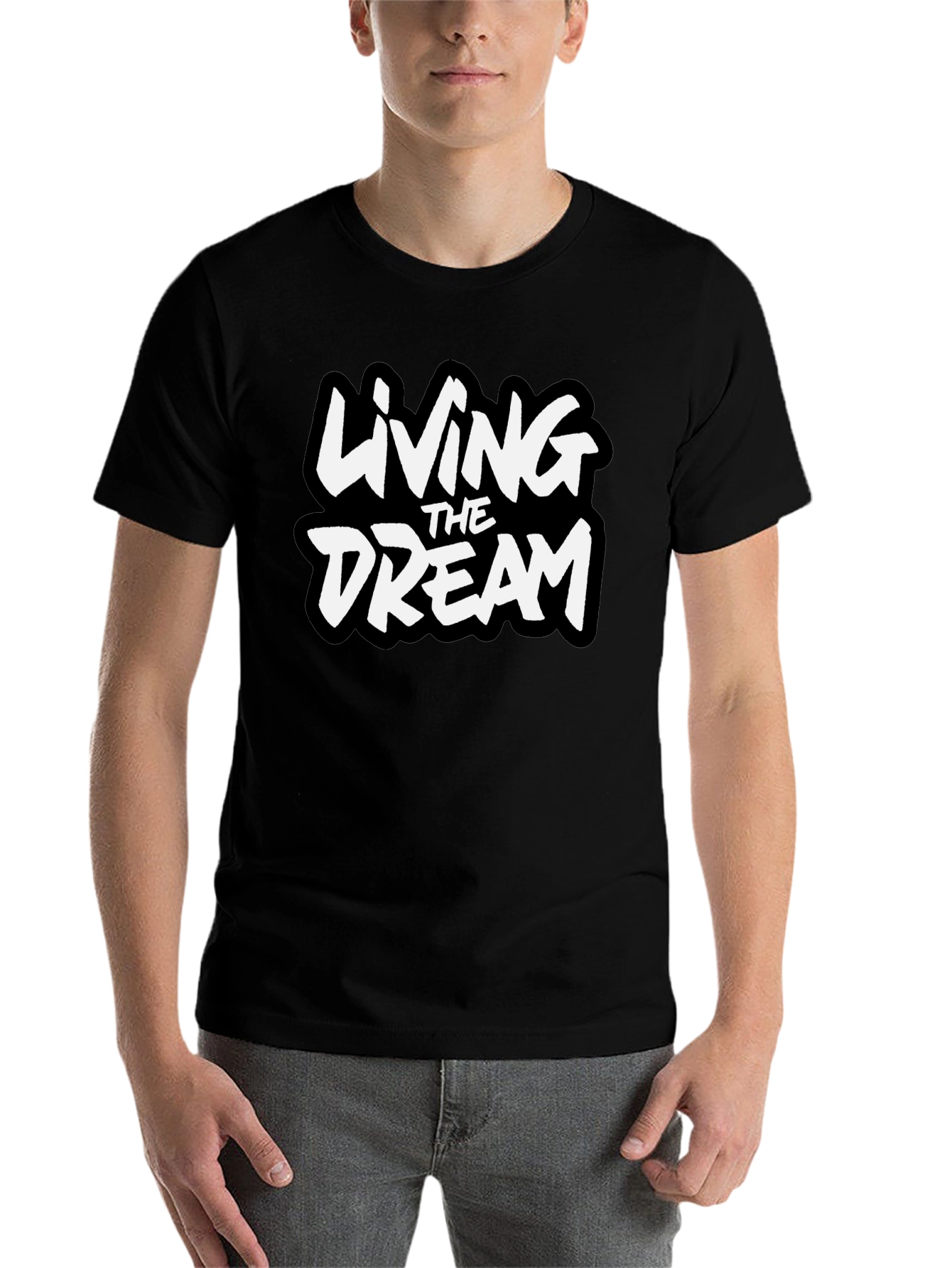 Black Living The Dream Graphic Tee - Black Cotton Blend view 7
