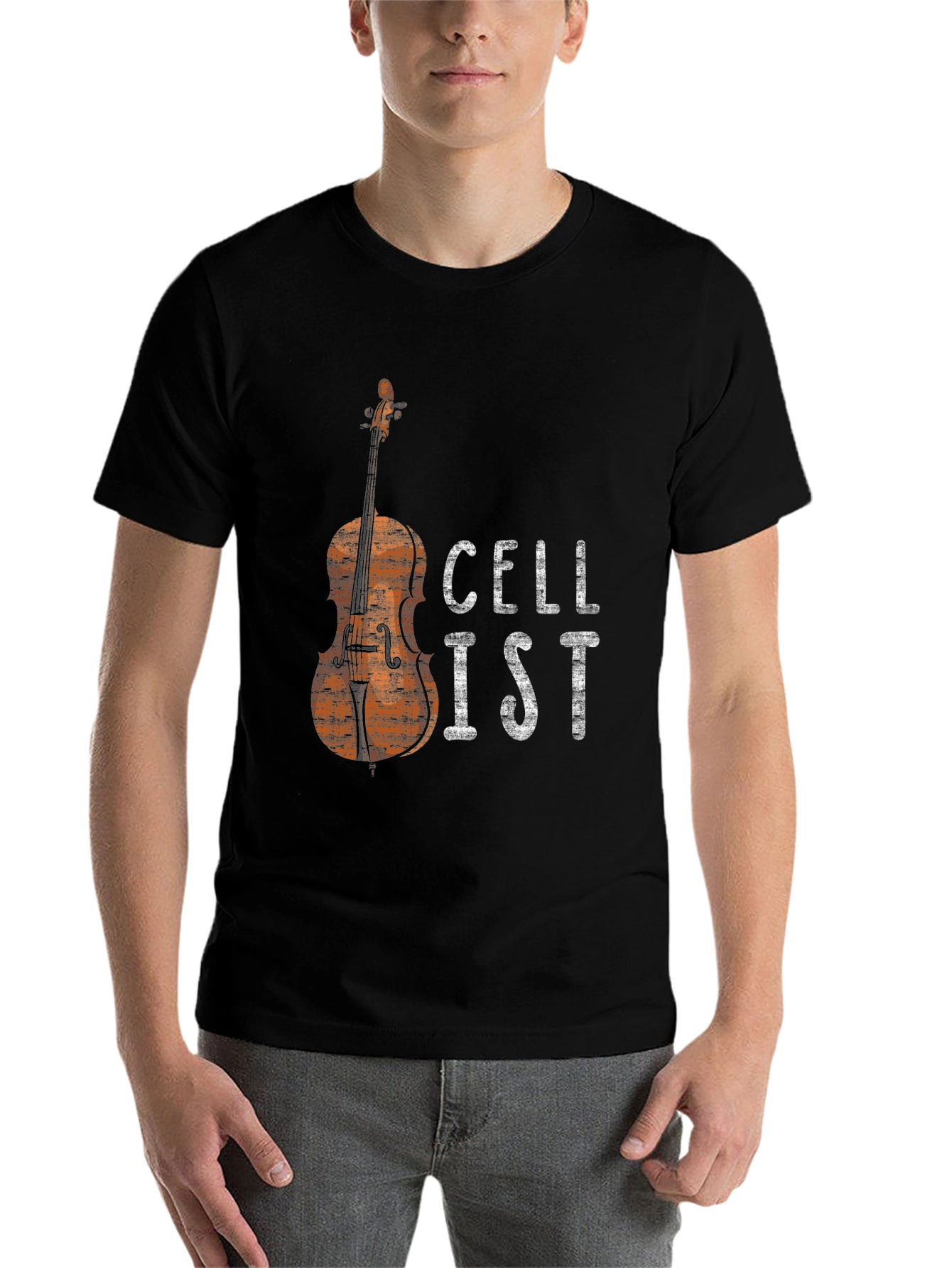 Black Cellist Graphic Tee - Musician T-Shirt view 7