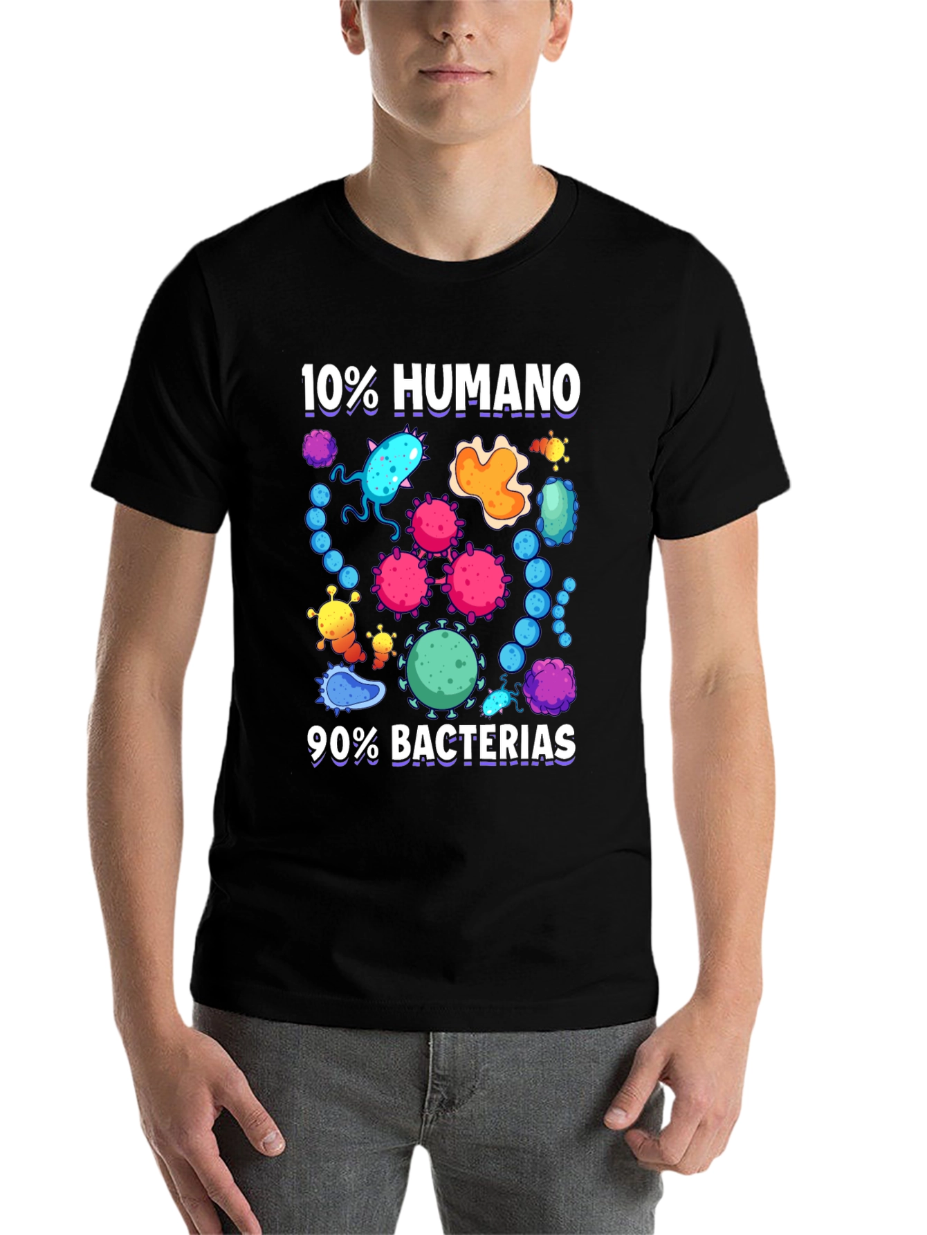 Black Funny 10% Humano 90% Bacterias Graphic T-Shirt view 7