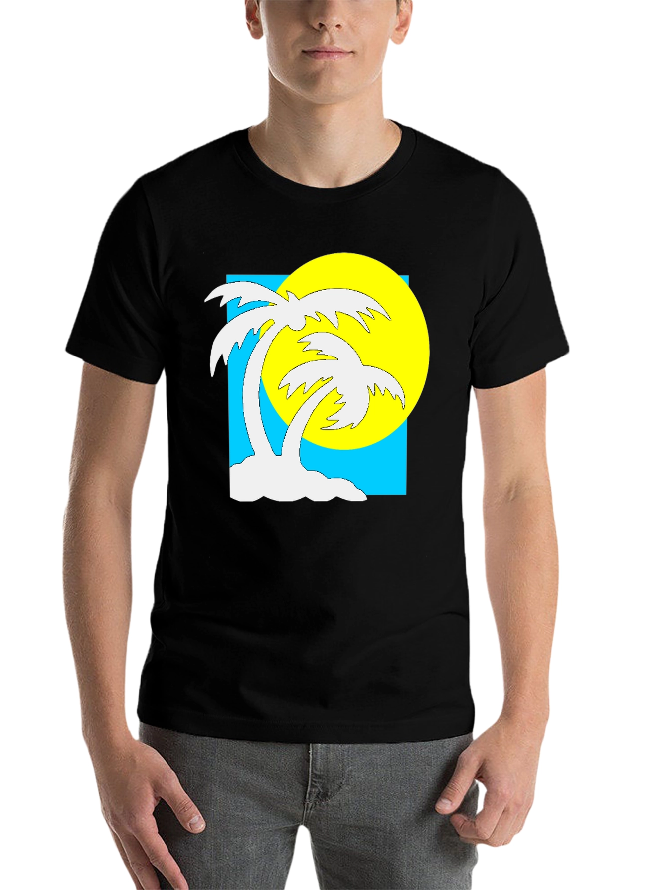 Black Tropical Palm Tree Graphic T-Shirt - Summer Vibes view 7