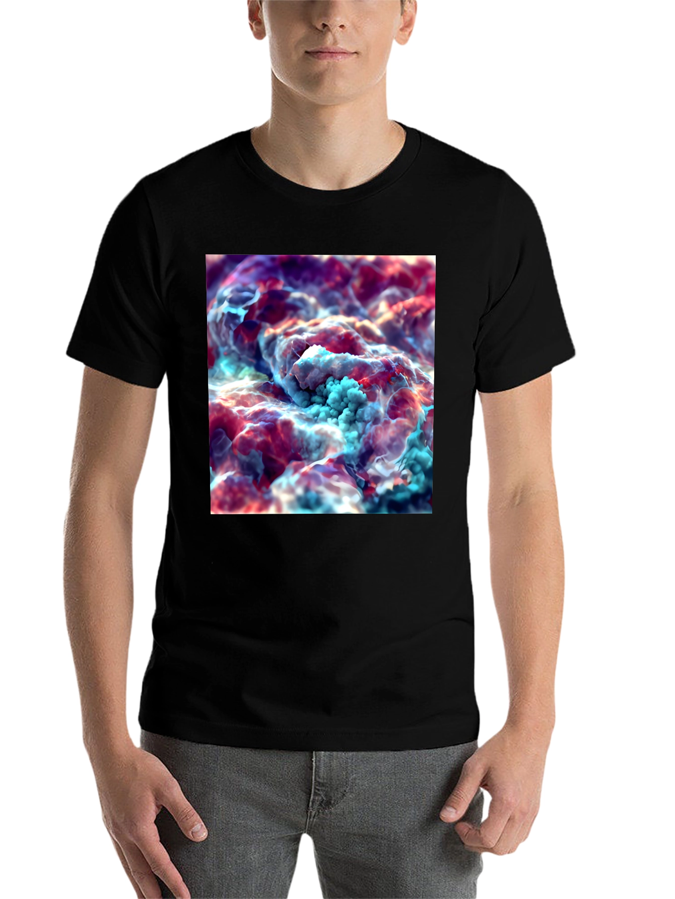 Black Abstract Cloudscape Graphic Tee - Unisex Black T-Shirt view 7