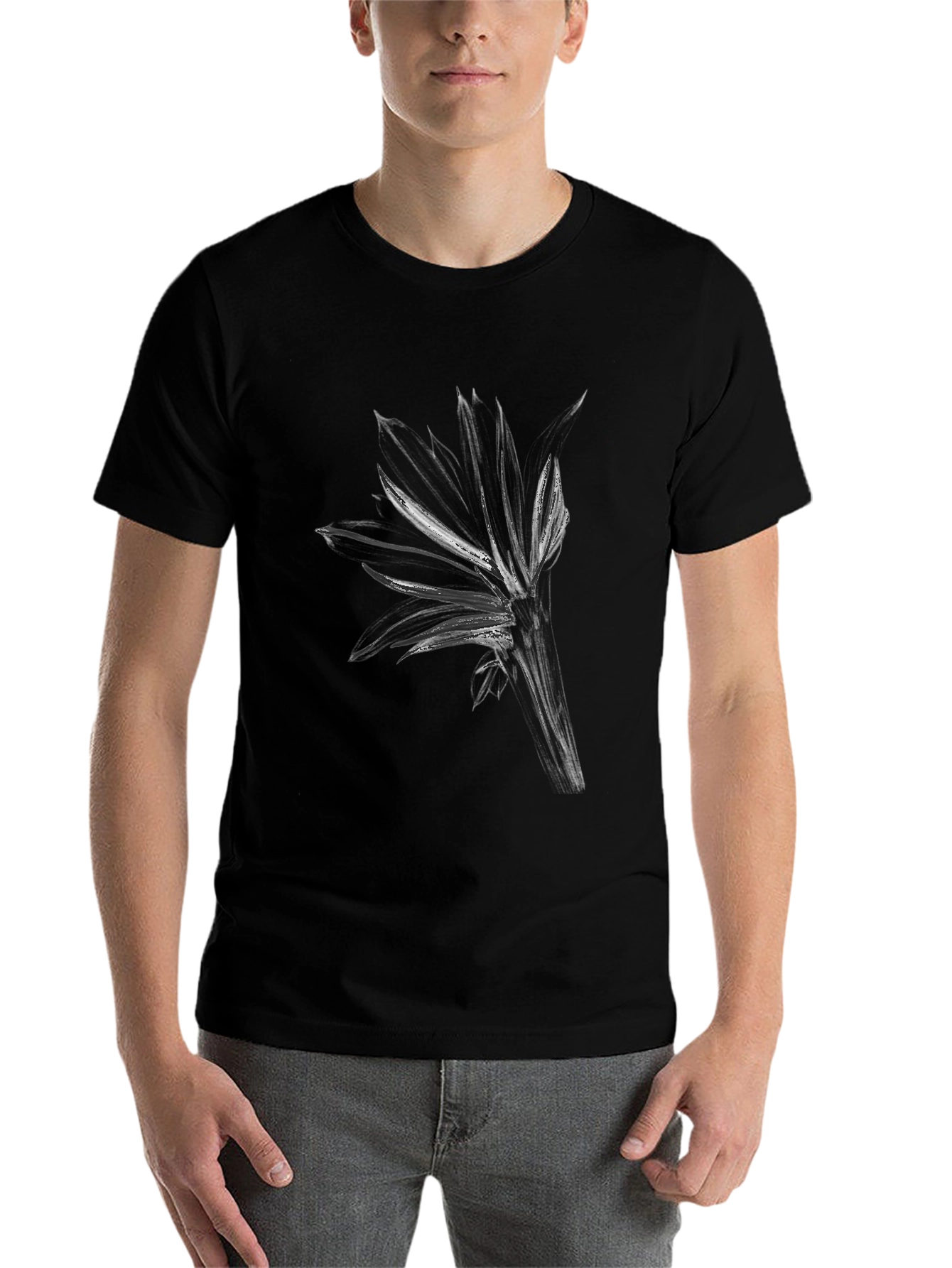 Black Abstract Floral Graphic Black T-Shirt view 7