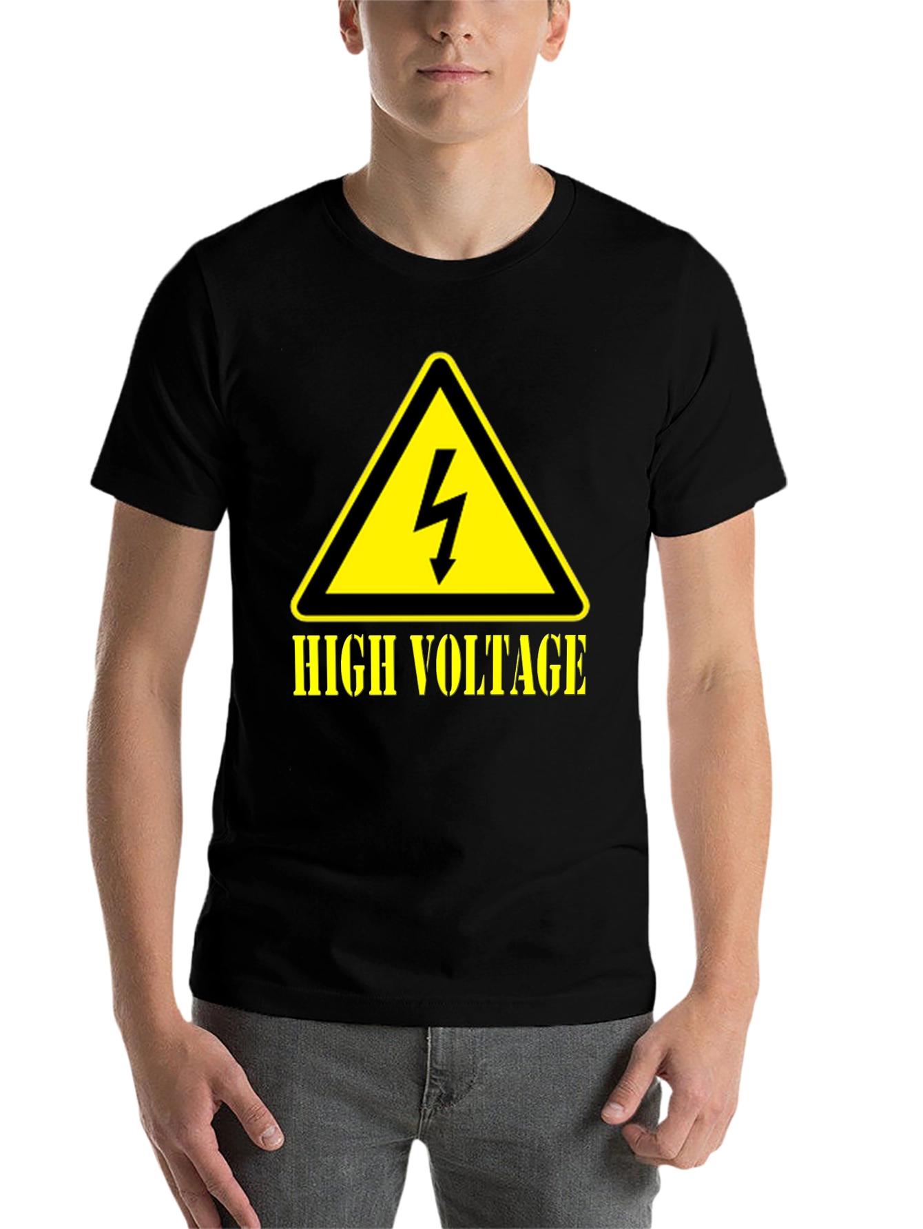 Black High Voltage Graphic T-Shirt, Black Cotton Tee view 7