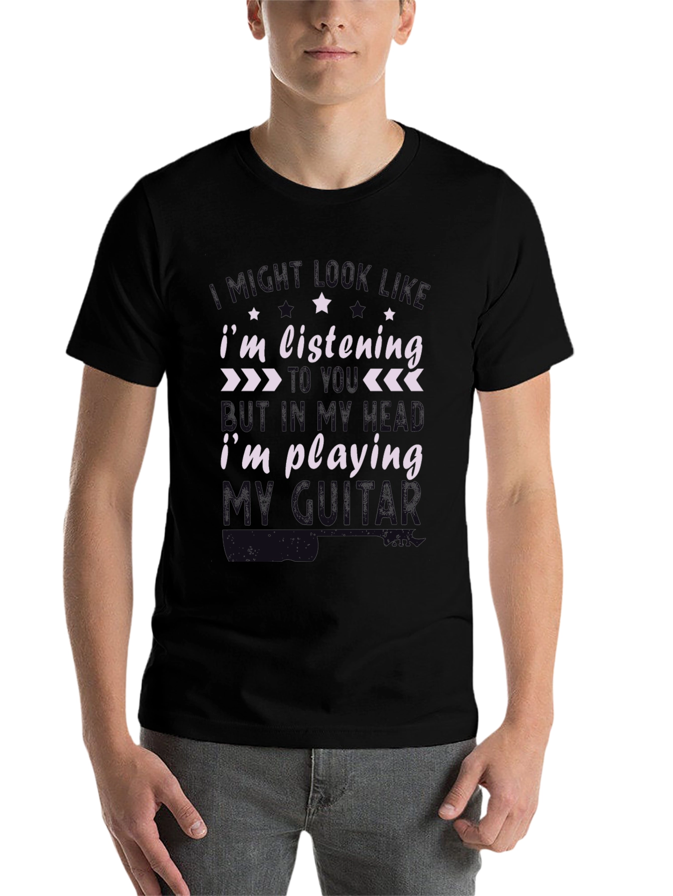 Black Musician T-Shirt: I'm Playing My Guitar view 7