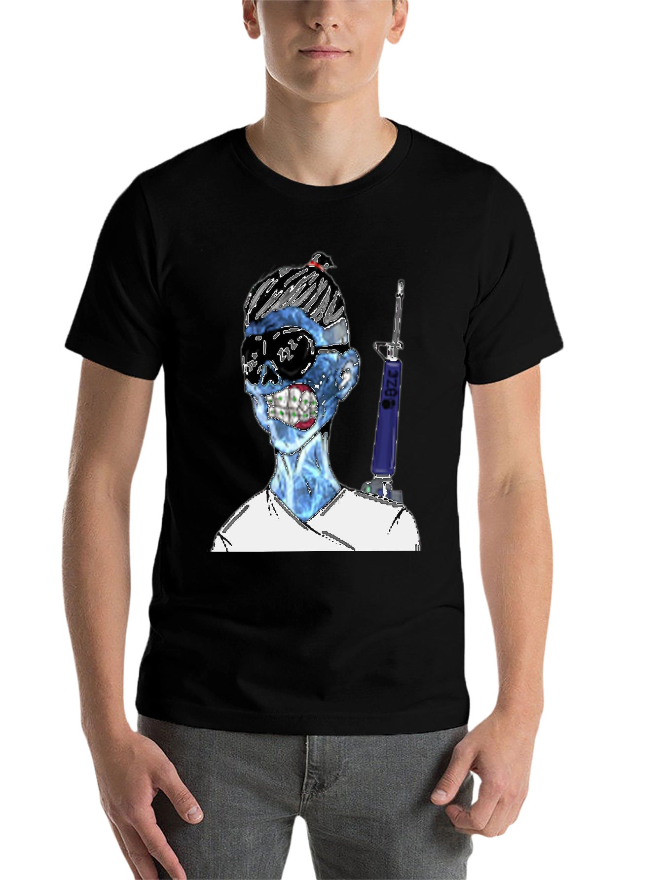 Black Zombie Nurse Graphic T-Shirt - Unique Design view 7