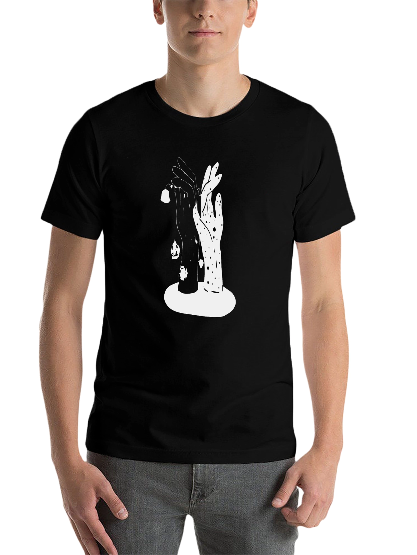 Black Yin Yang Hands Graphic Tee - Unisex view 7